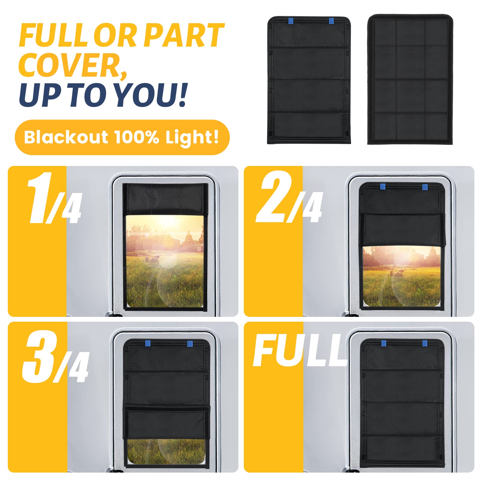 Funomo Rv Door Window Shade, 25 X 16 Inch Foldable Rv Window Cover, 100% Uv Rays Protection Camper Trailer Door Window Cover, Wa