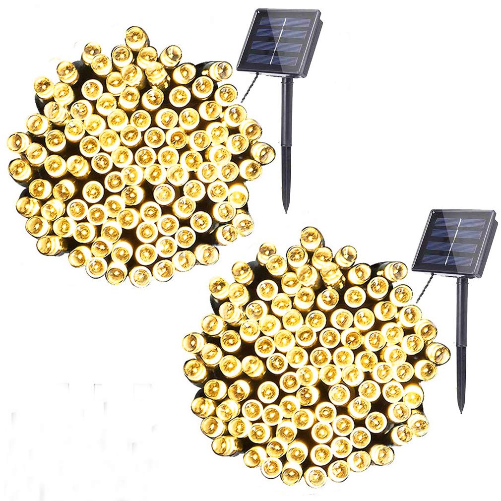 woohaha Solar Fairy String Lights Outdoor Waterproof, 2 Pack 33ft 100LED Solar Powered String Lights for Christmas Patio Home, W
