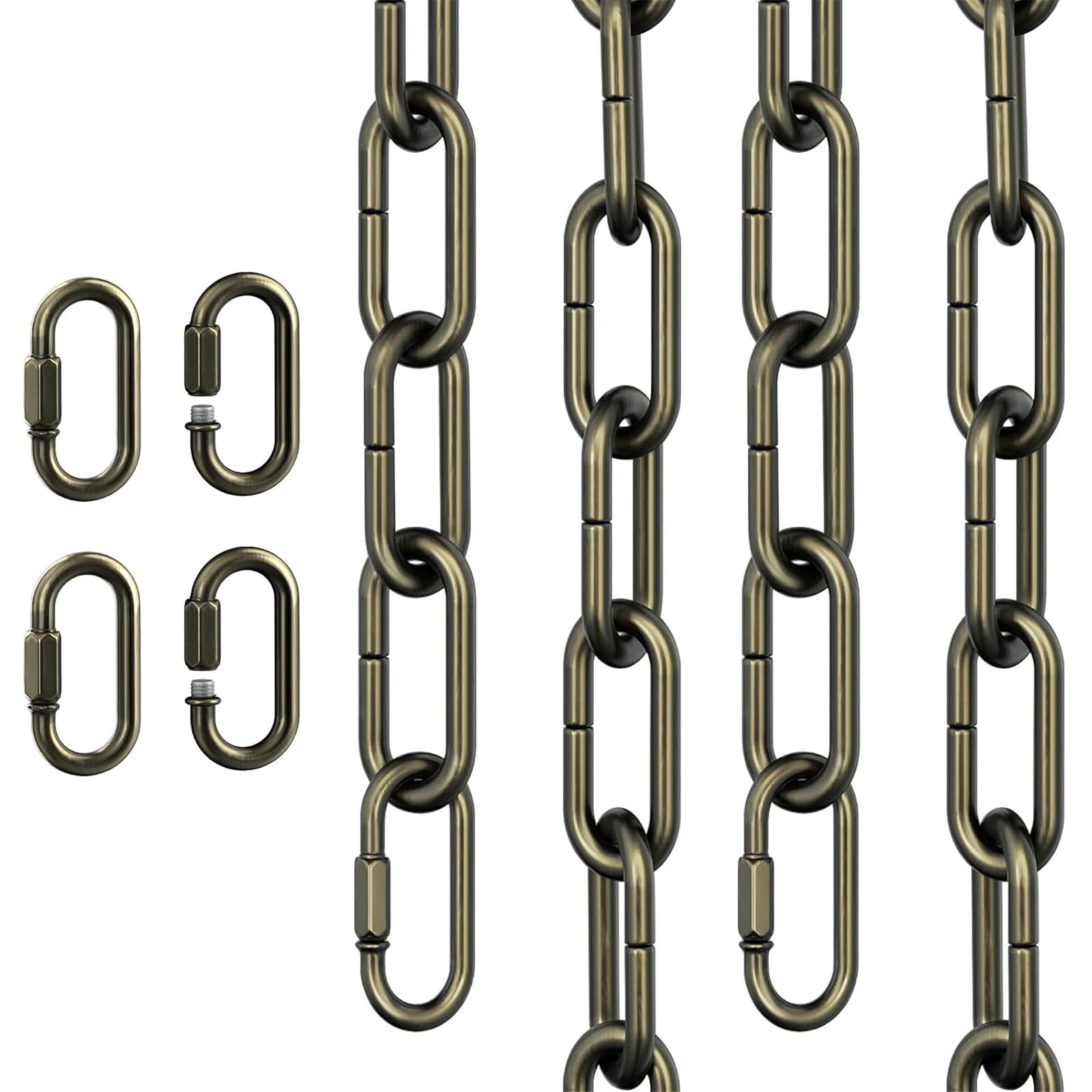 garini 6 Feet Industrial Bronze Light Fixture Chain, Adjustable Metal Pendant Chandelier Chain Extension with Detachable Link, 2