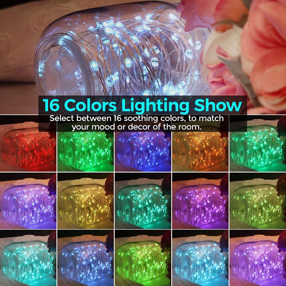 OMIKA Fairy Lights 40ft 120 LED Color Changing String Lights with Remote, 16 RGB Colors, 132 Modes for Bedroom, Wedding, Christmas, Halloween Decor