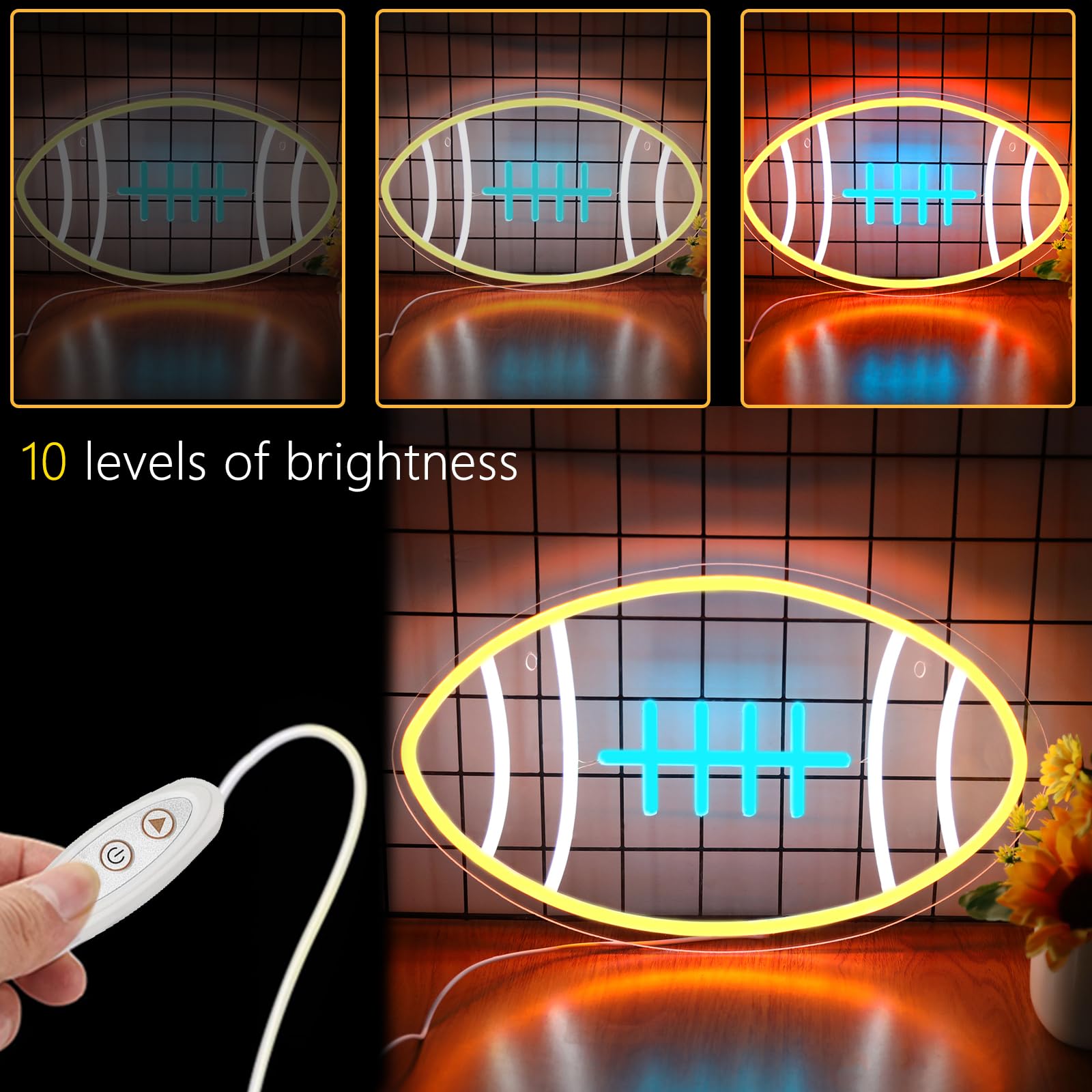 Neonawall Football Neon Sign For Home D  cor,Bedroom Decor,Led Sign,Room Neon Sign,Gym Decor,Sports Neon Sign,Men Women Wall D