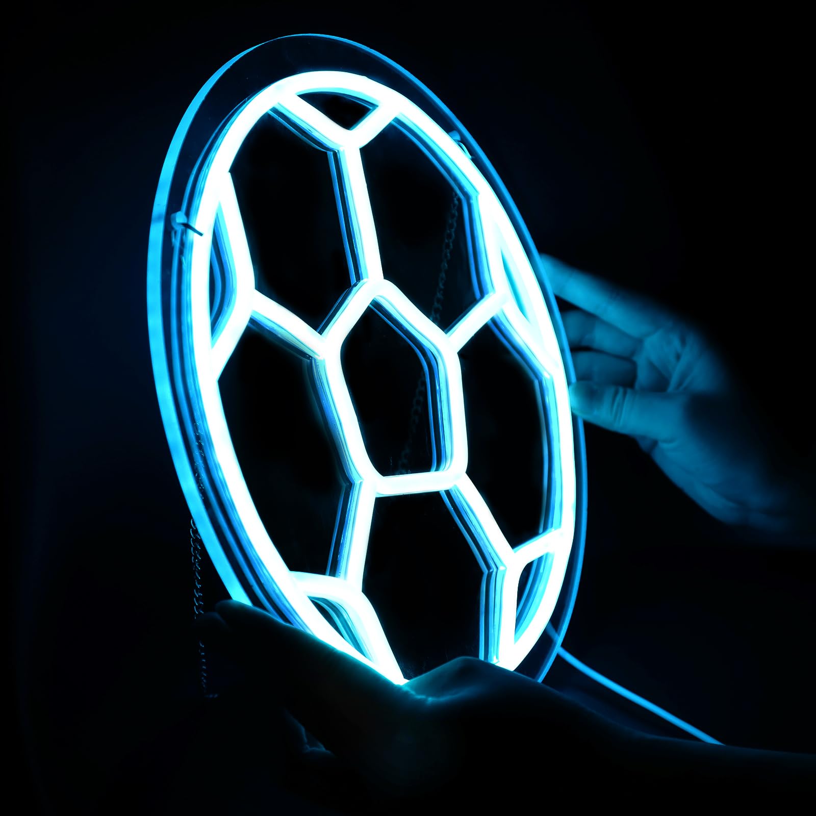 Neonawall Soccer Neon Sign - 16in  Acrylic LED Room Décor - Sports Wall Art for Bedroom, Gym, Men & Women - Model S-09
