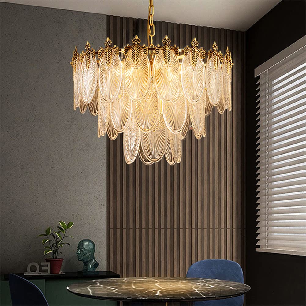 A Million 8-Light Round Pendant Chandelier, 24" LED Crystal Ceiling Light, Gold Finish for Dining & Living Rooms
