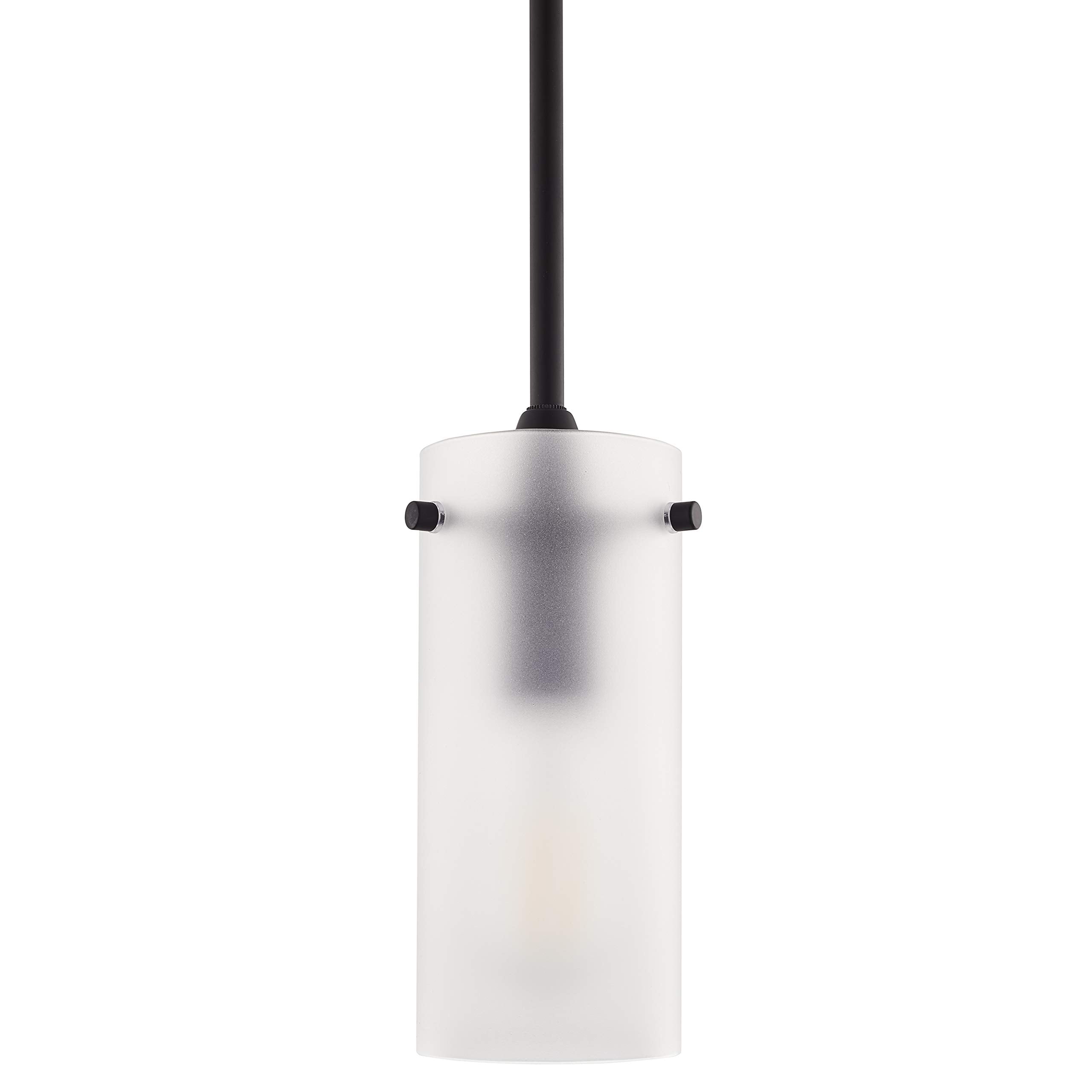 Linea di Liara Pendant Light Fixture, Small Frosted Glass Shade, Black Metal, Model LL-P316F-BLK