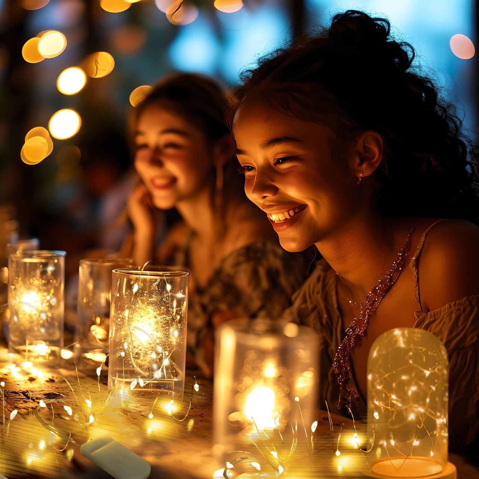 Etinga 6 Pack 7Ft 20 Led Battery Operated Fairy Lights, Warm White Mini String Lights With Silver Wire, Twinkle & Firefly Lights For Mason Jars, Wedding, Party, Christmas Decoration, Centerpieces
