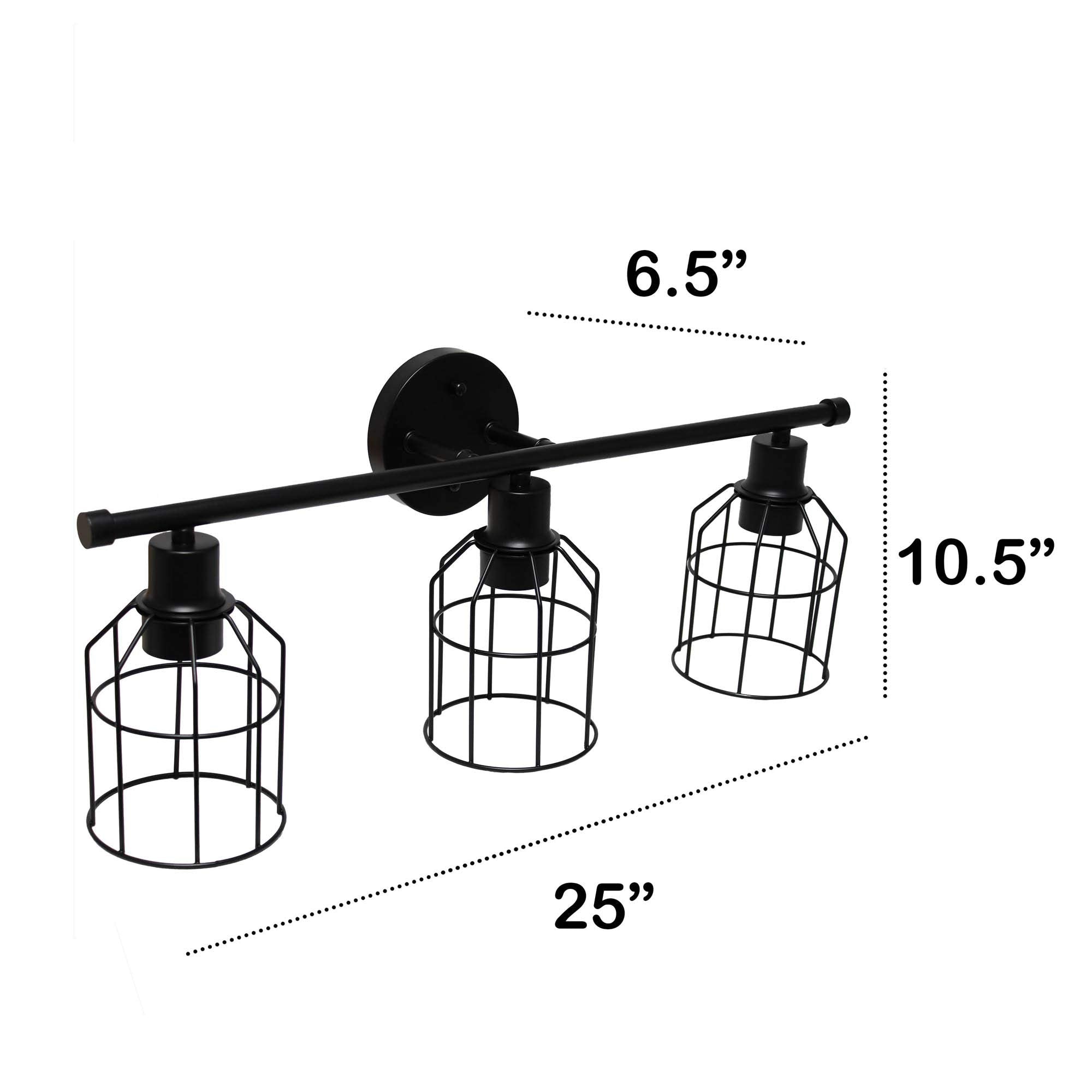 Lalia Home Industrial Bathroom Vanity Light, Matte Black Wire Cage Shade, Metal