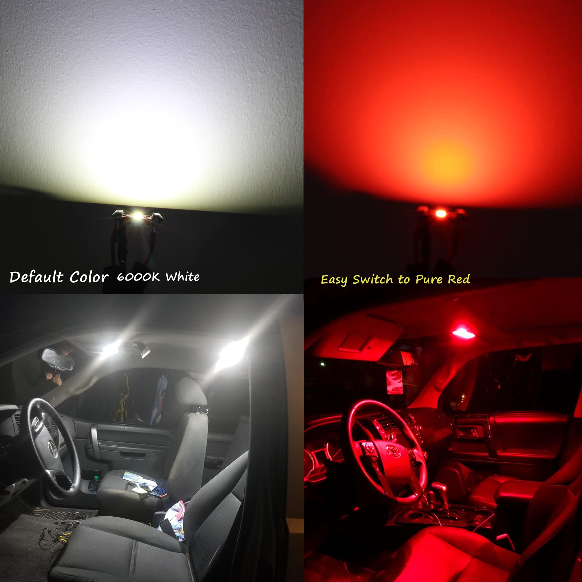 Alla Lighting Dual Color 578 212-2 Led Festoon Bulbs, White/Red Switchback 41Mm 211-2 214-2 Can-Bus Map, Dome, Door, Trunk, Stepwell Courtesy Lights