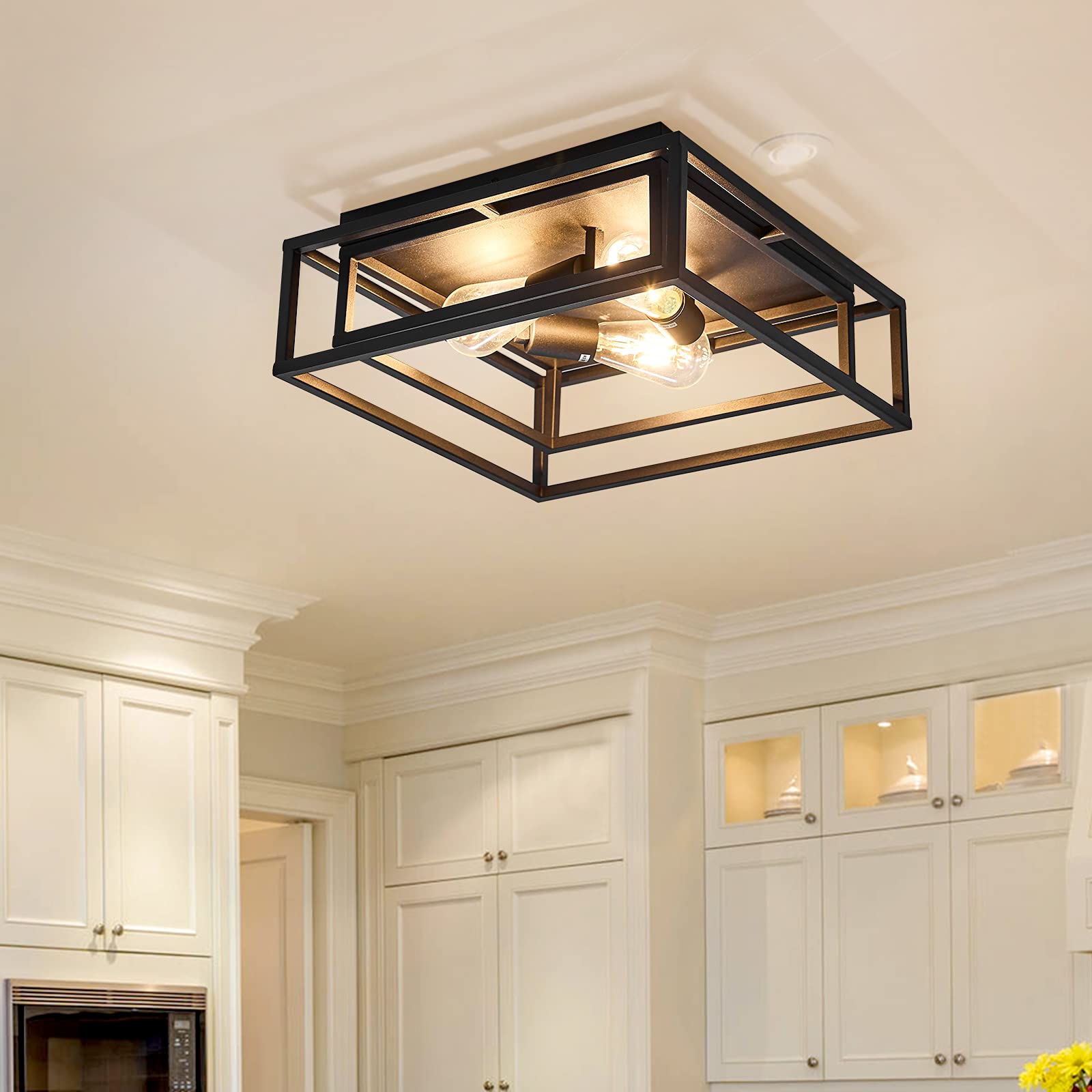 ZGLAOJT Black Flush Mount Ceiling Light Fixture
