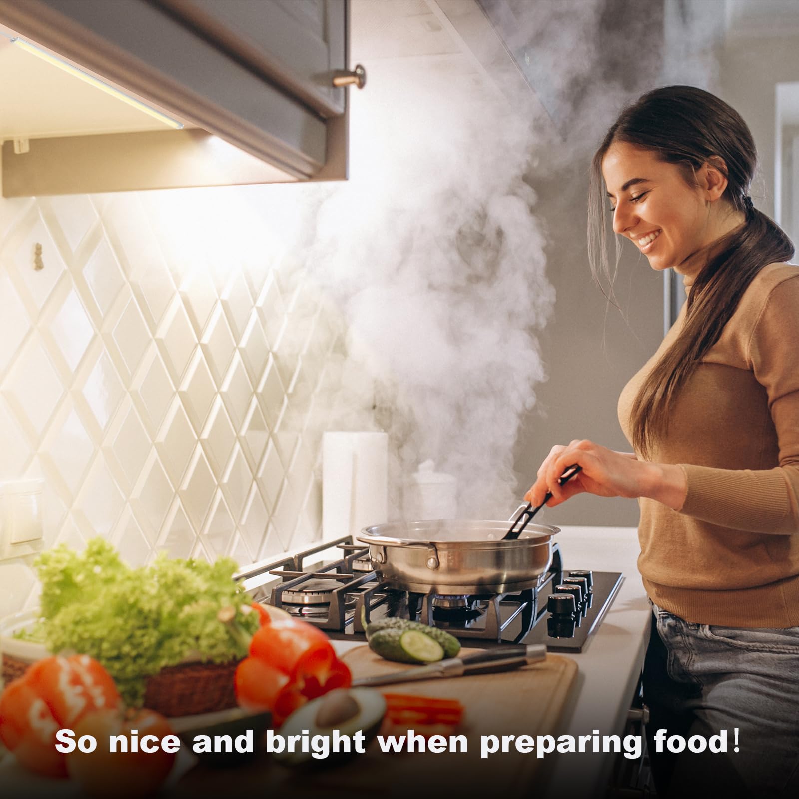Plug-In Under Cabinet Lights Daylight White 4000K, Dimmable Led Under Cabinet Lighting, 6Pcs X 12 Inch Under-Counter Light Fixtu
