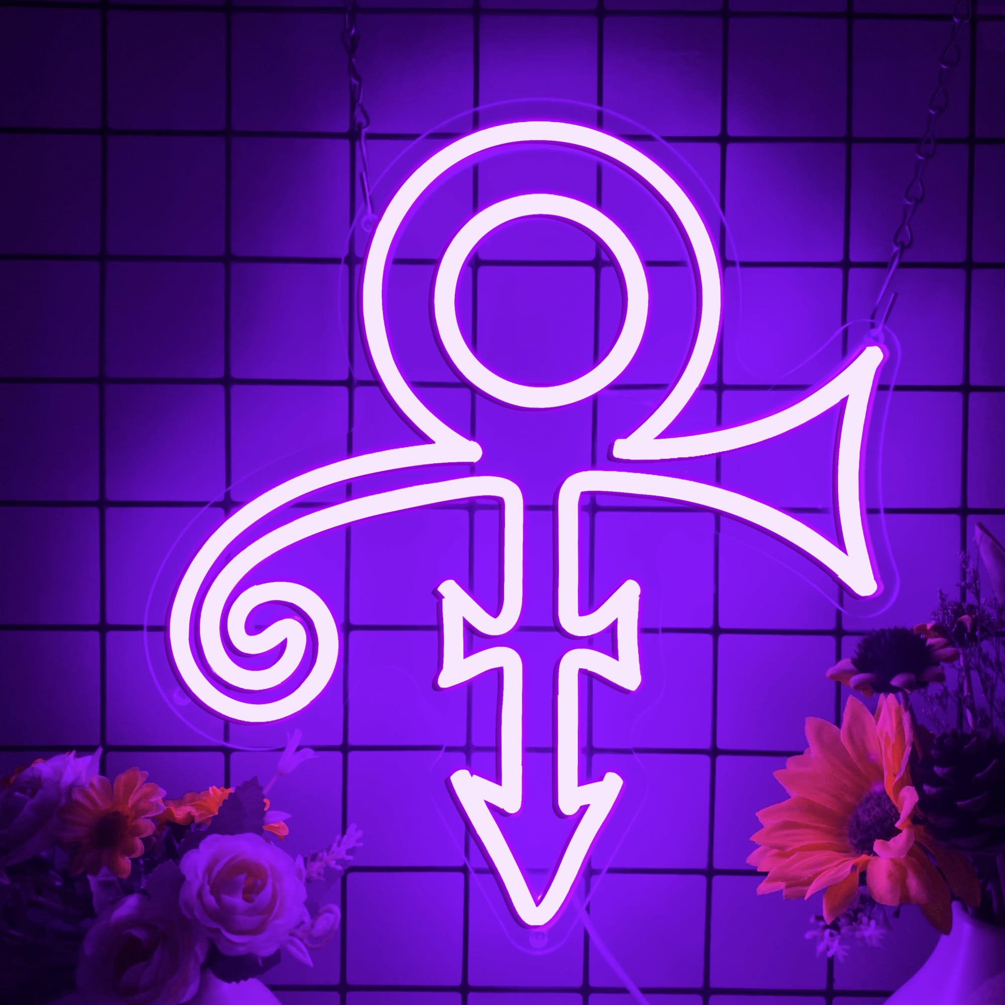 Gippro Neon Sign for Wall Decor, Dimmable USB Powered Music Symbol Light, 13.3x11.8in, Prince Purple