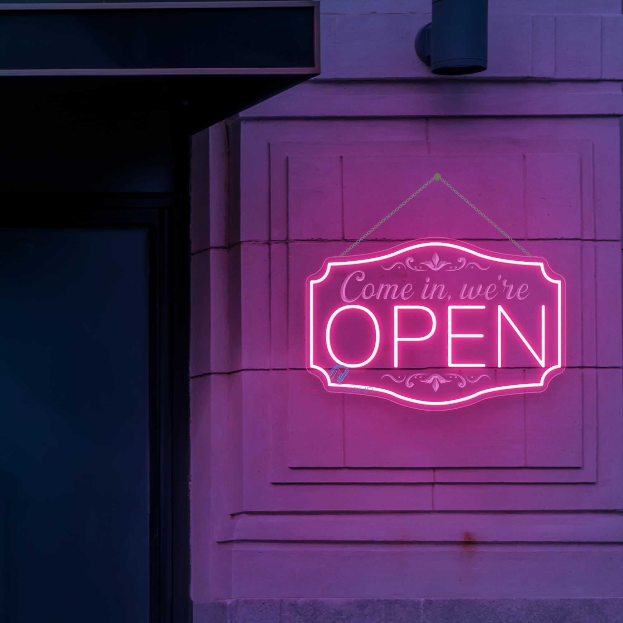 NEONGRAND LED Neon Open Sign - Adjustable Brightness, Pink, 16.5x11in , Acrylic Wall Decor for Business, Party, Bar, Salon, Hotel