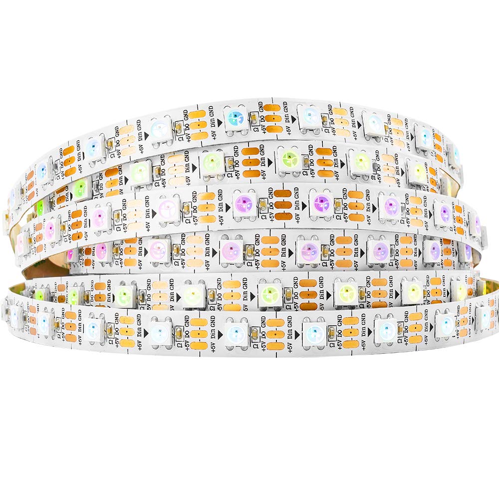 BTF-LIGHTING WS2812B RGB LED Pixel Strip 16.4FT 300LED White PCB IP30 Flexible FPCB