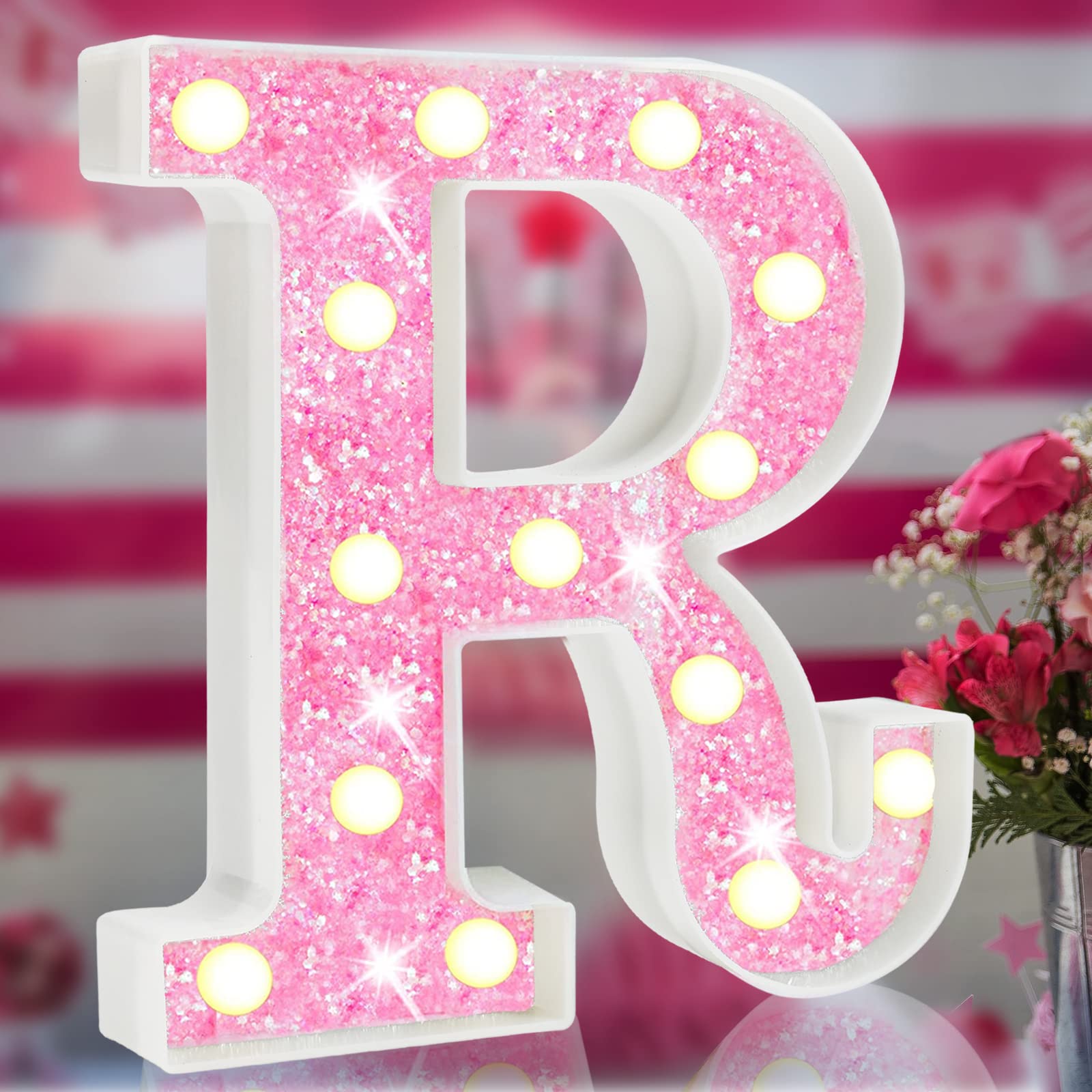 Elnsivo Light Up Letters Pink LED Marquee Sign Battery Powered for Bedroom, Party, Wedding Decorations