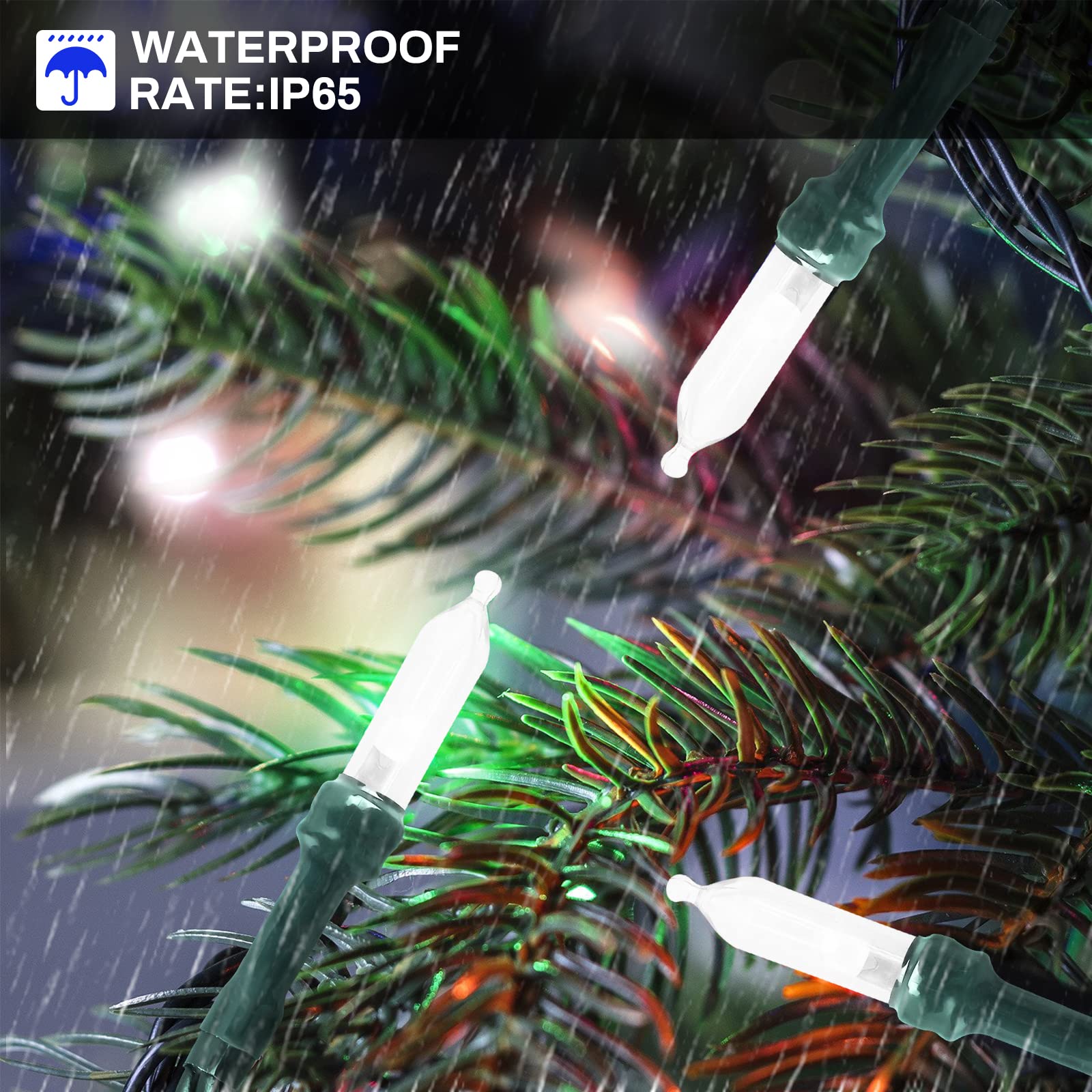 Green Convenience Christmas Lights 33Ft 100 Led Battery String Lights With Timer Memory Function Usb Or Battery Powered Waterpro