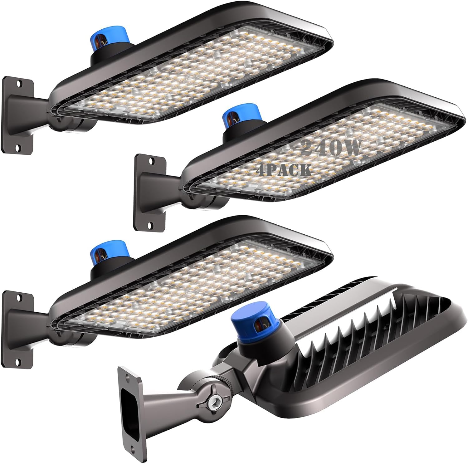 Lightdot 240W LED Parking Lot Lights, 36000Lm, Photocell, 4-Pack, Aluminum, Brown, Model LSB-06, Coverage 66-88Ft at 
