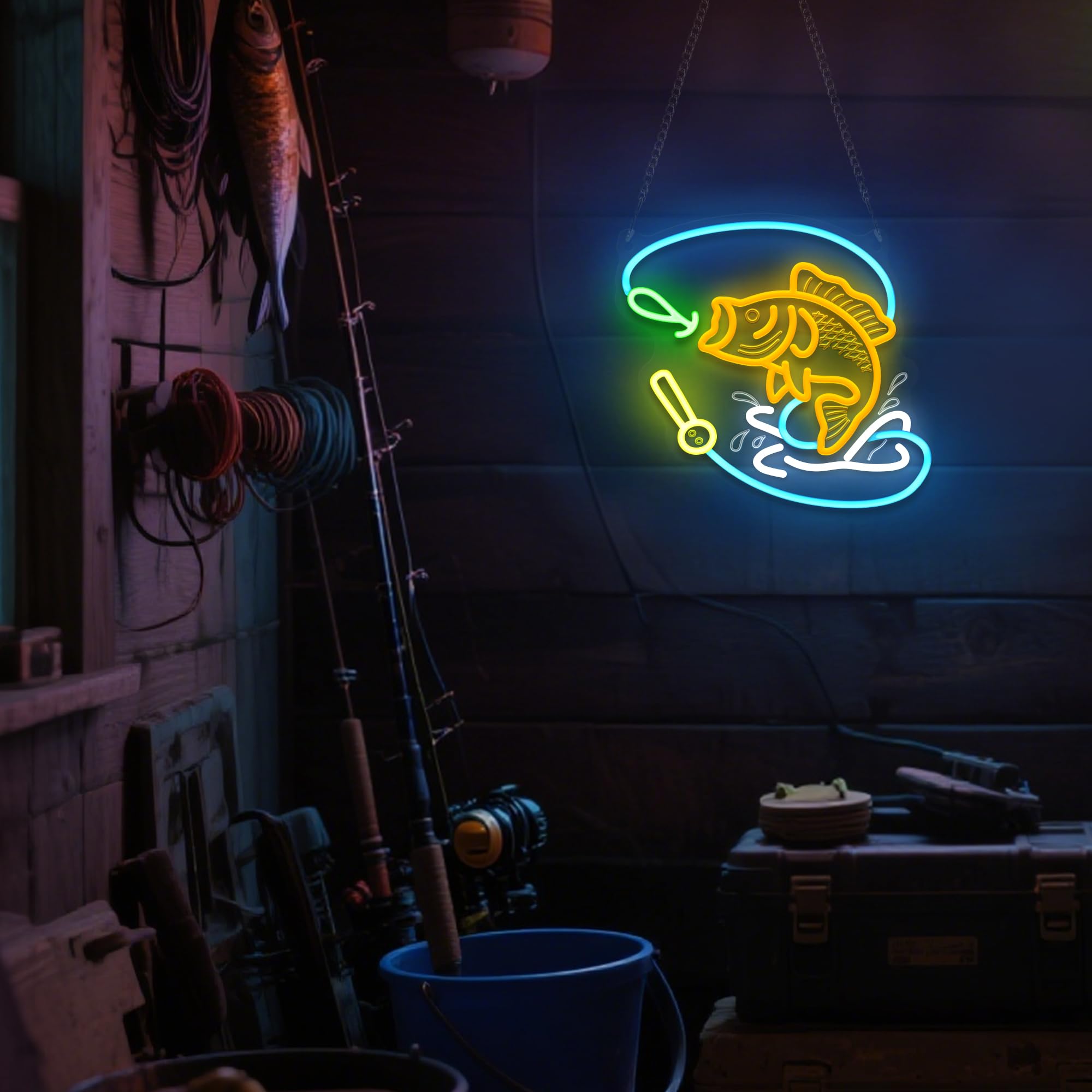 nite Fishing Neon Sign  Led Neon Lights For Room Wall Table Decor Art  Home Party Birthday Holiday Gift For Fishing Lovers Kids Teens mature-themeds