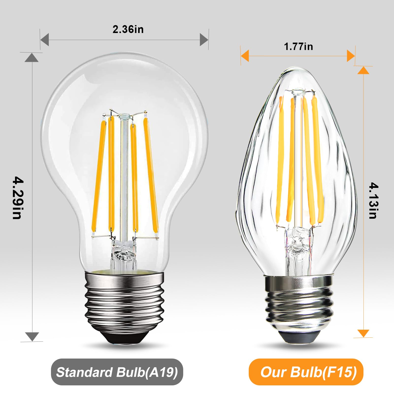 Brimax F15 8W Dimmable Led Porch Light Bulb, 2700K Warm White, E26 Base,