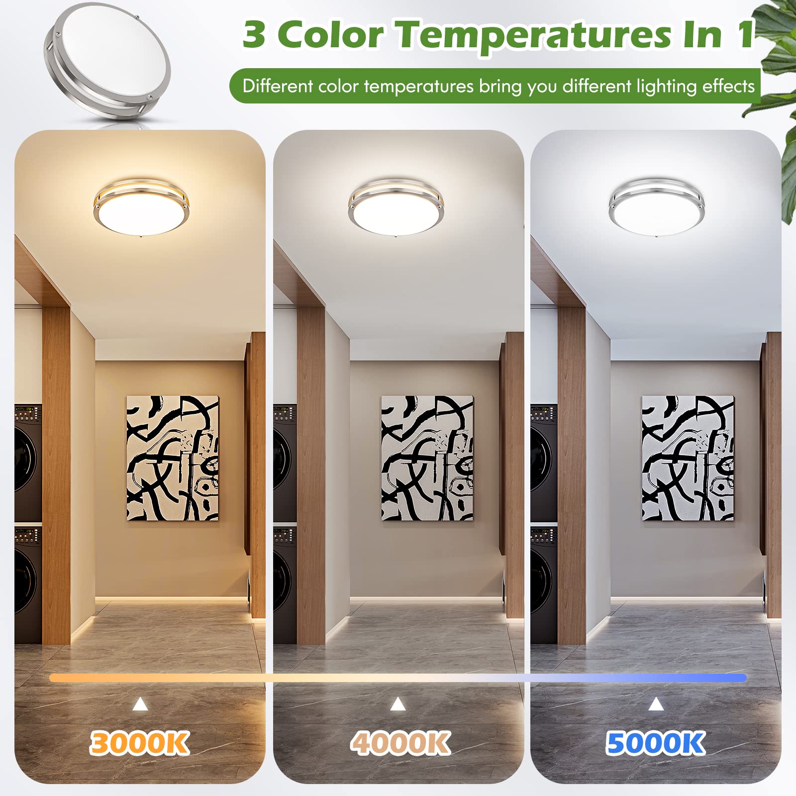 Gobright 2-Pack 36W Led Ceiling Light Fixture, Dimmable 3000Lm, 12In Brushed Nickel