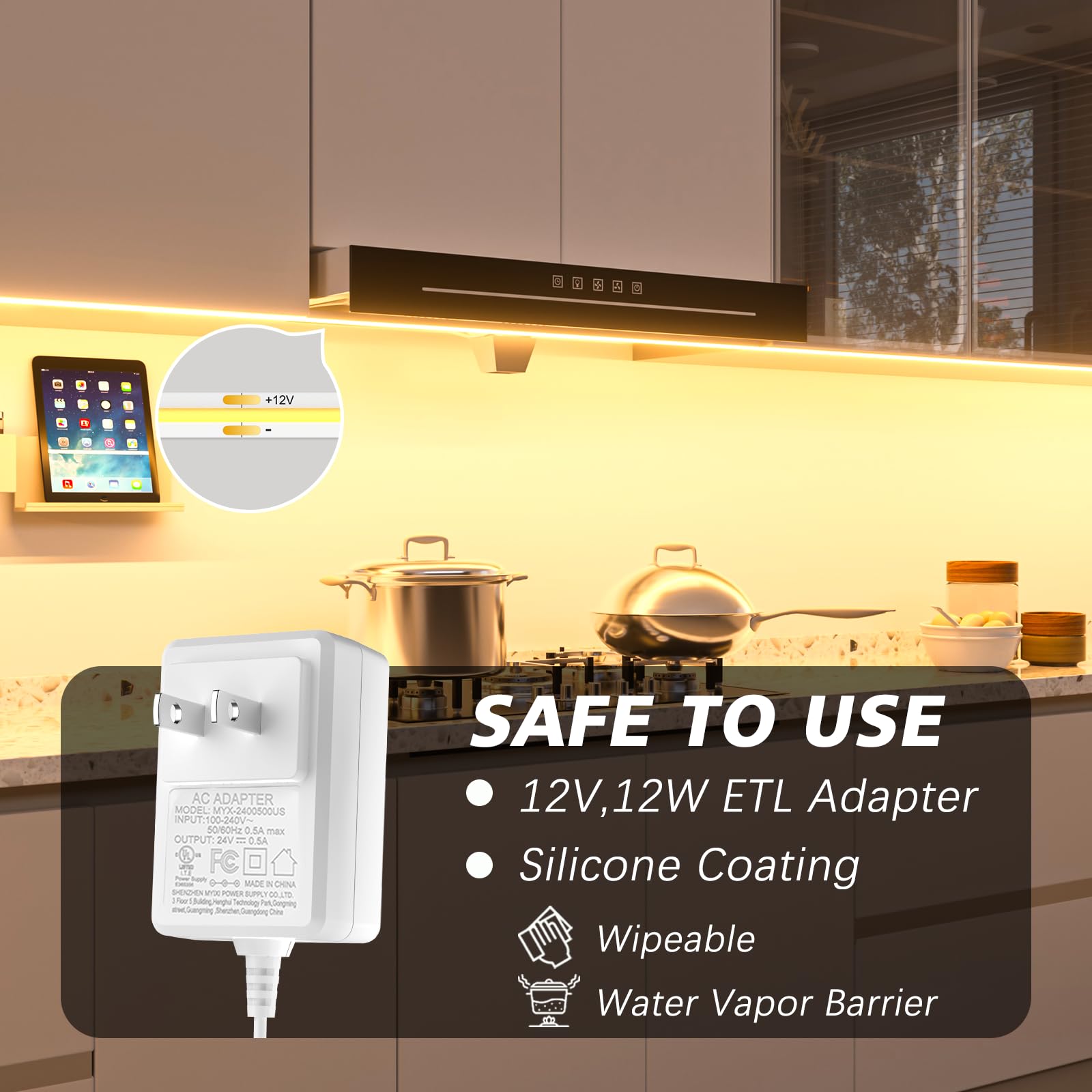 Wobane Under Cabinet Lights,Flexible Cob Led Strip Light,Under Counter Lights For Kitchen,Mirror, Ceiling,Room,Tv,Shelf,Closet,E