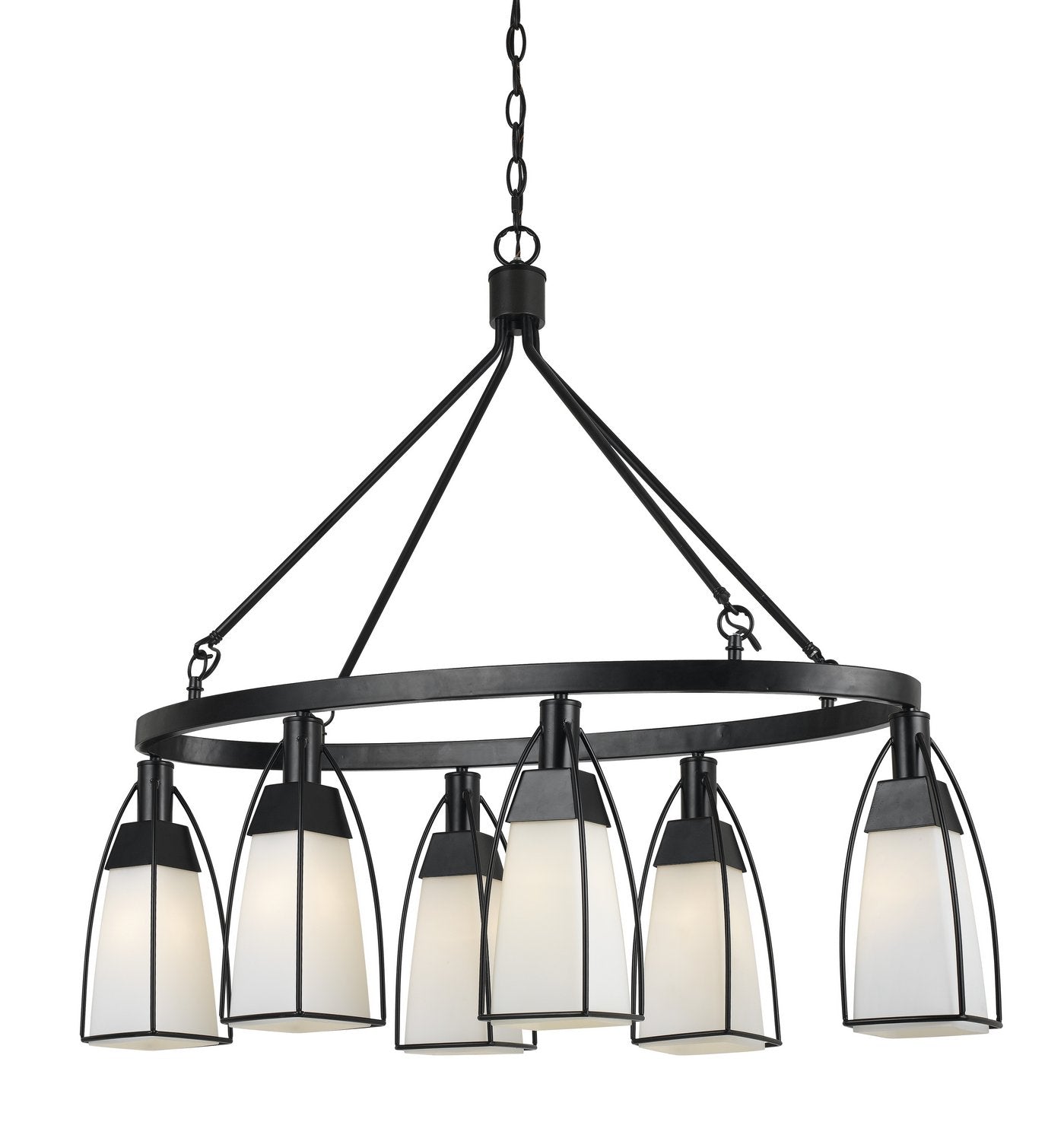Cal Lighting FX-3612-6 Restoration Six Light Chandelier from Channing Collection in Bronze/Dark Finish, 40.00 inches, Black
