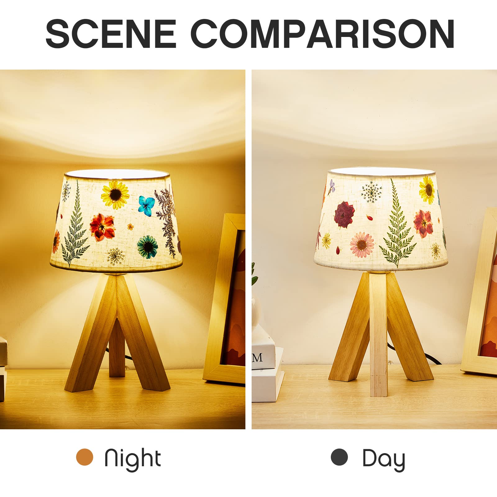 Hortsun Pressed Floral Lamp Bedside Vintage Flower Desk Lamp For Bedroom Living Room, Dorm, Home, Office Decor(1 Pcs,Triangle St