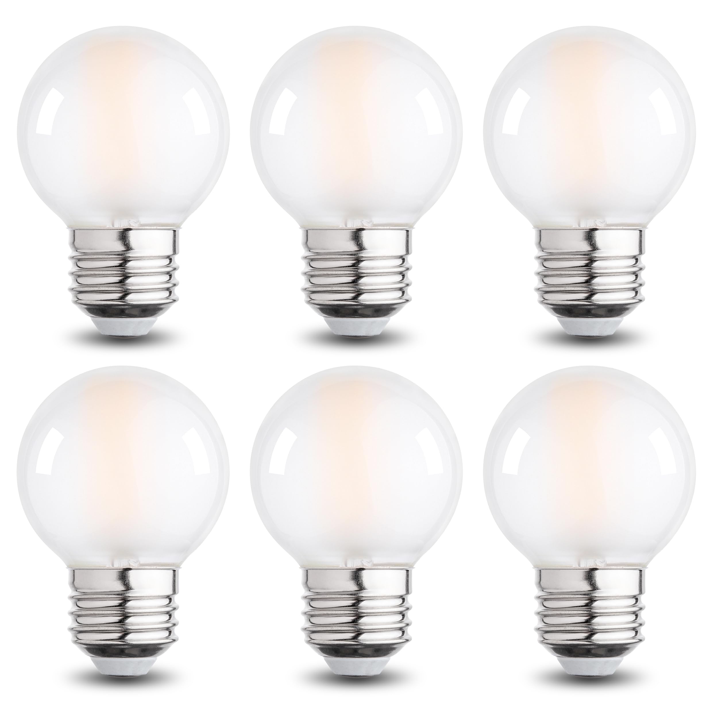 Runquiz Frosted G16.5 Led Bulb, Matt Vanity Globe Light Bulbs, E26 Dimmable Globe Small Round Edison Light Bulbs, 6W 2700K Vinta