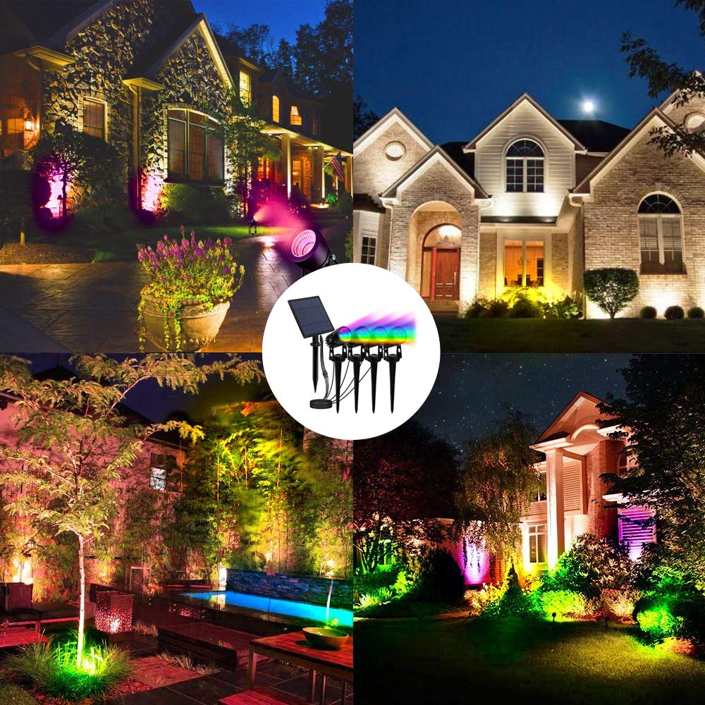 T-Sun Rgb Solar Spotlights Outdoor, Halloween Decoration Solar Landscape Spotlights, Ip65 Waterproof Color Changing Spot Lights