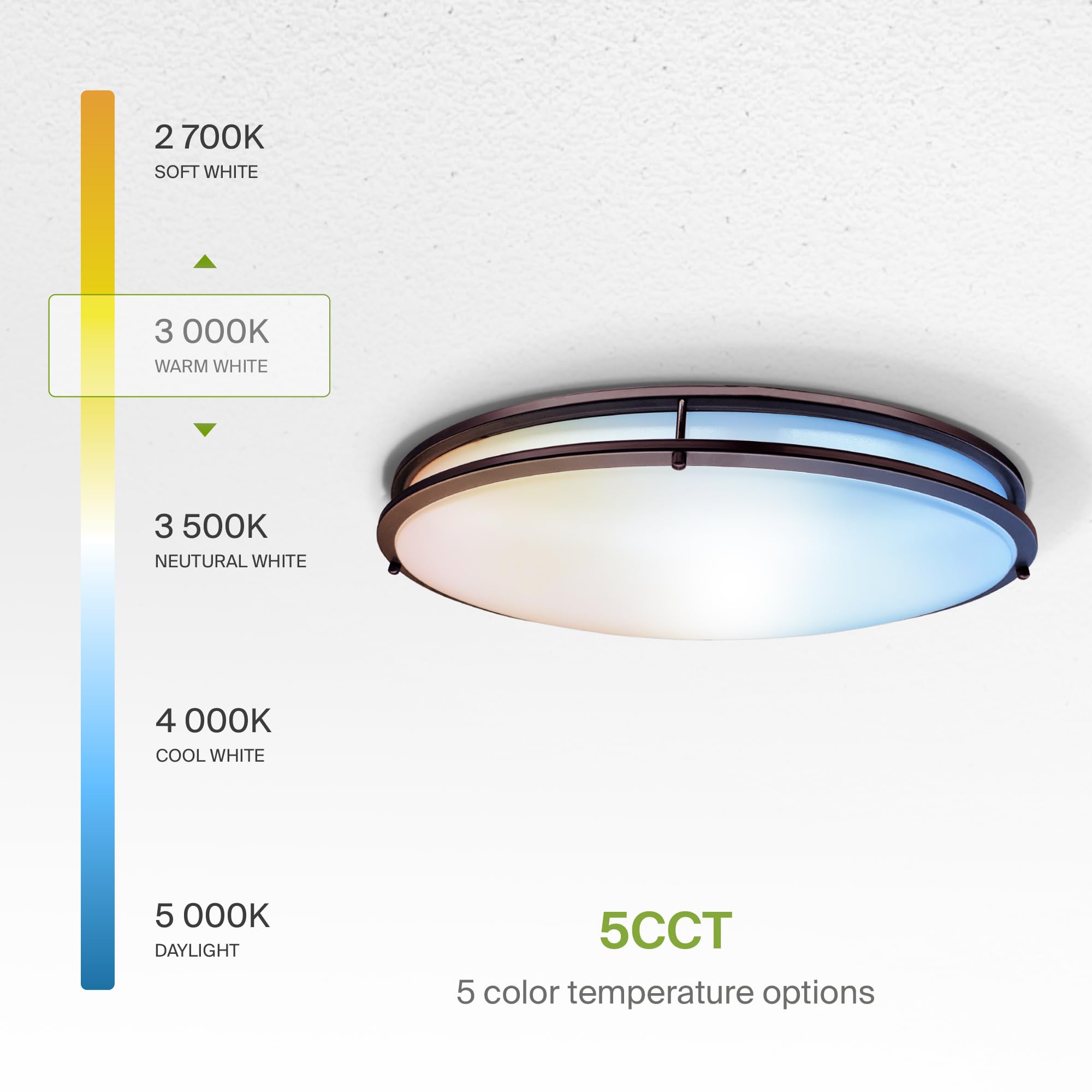 Asd Led 32 Inch Oval Flush Mount Light Fixture, Close To Ceiling Double Ring Lamp | 5Cct, Dimmable, Etl Listed | 50W 3960Lm 2700