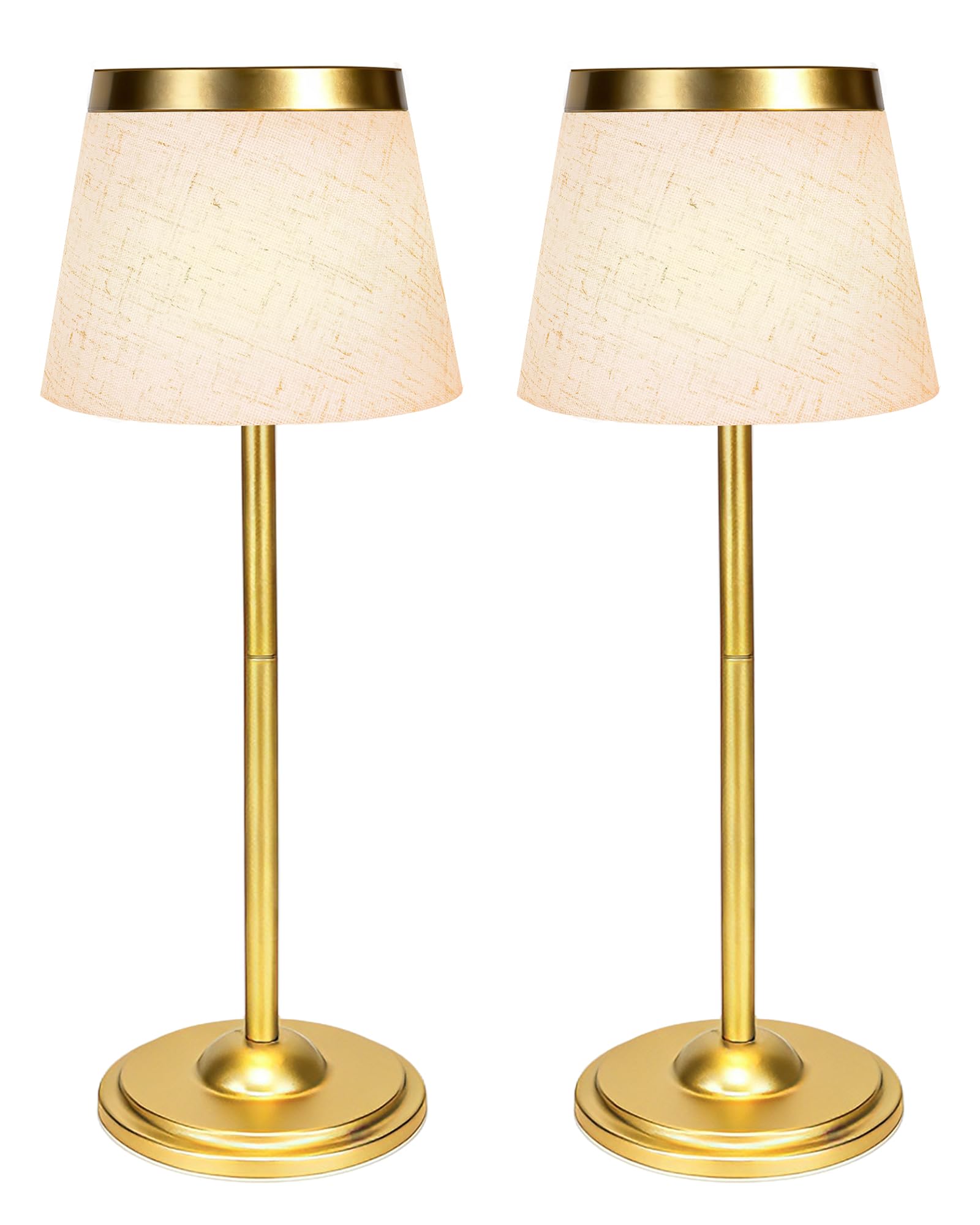 2 Pack Gold Cordless Table Lamps Rechargeable,Battery Operated Table Touch Portable LED Battery Powered Table lights 5000mAh Thr