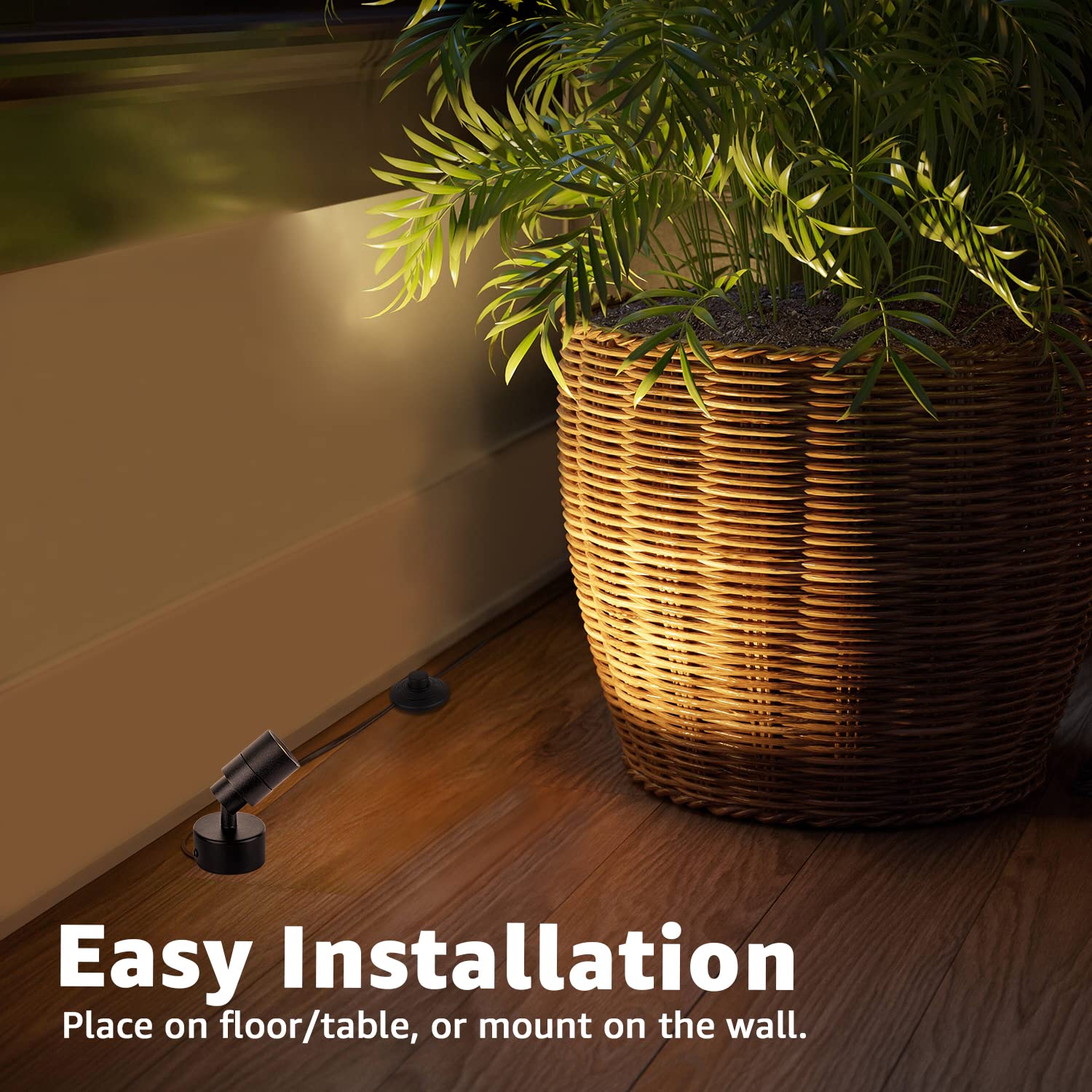 Sunvie 2 Pack Led Indoor Spotlight, 3W 3000K Up Lights For Plants & Artwork, Black, 5