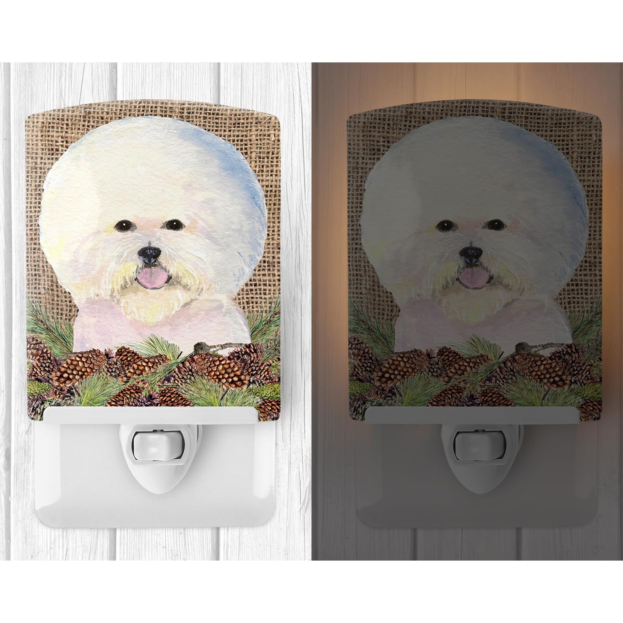 Carolines Treasures Ceramic Night Light, Bichon Frise Design, 6x4x3in, Model SS4106CNL, Ideal for Bedroom, Bathroom, Nursery, Multicolor