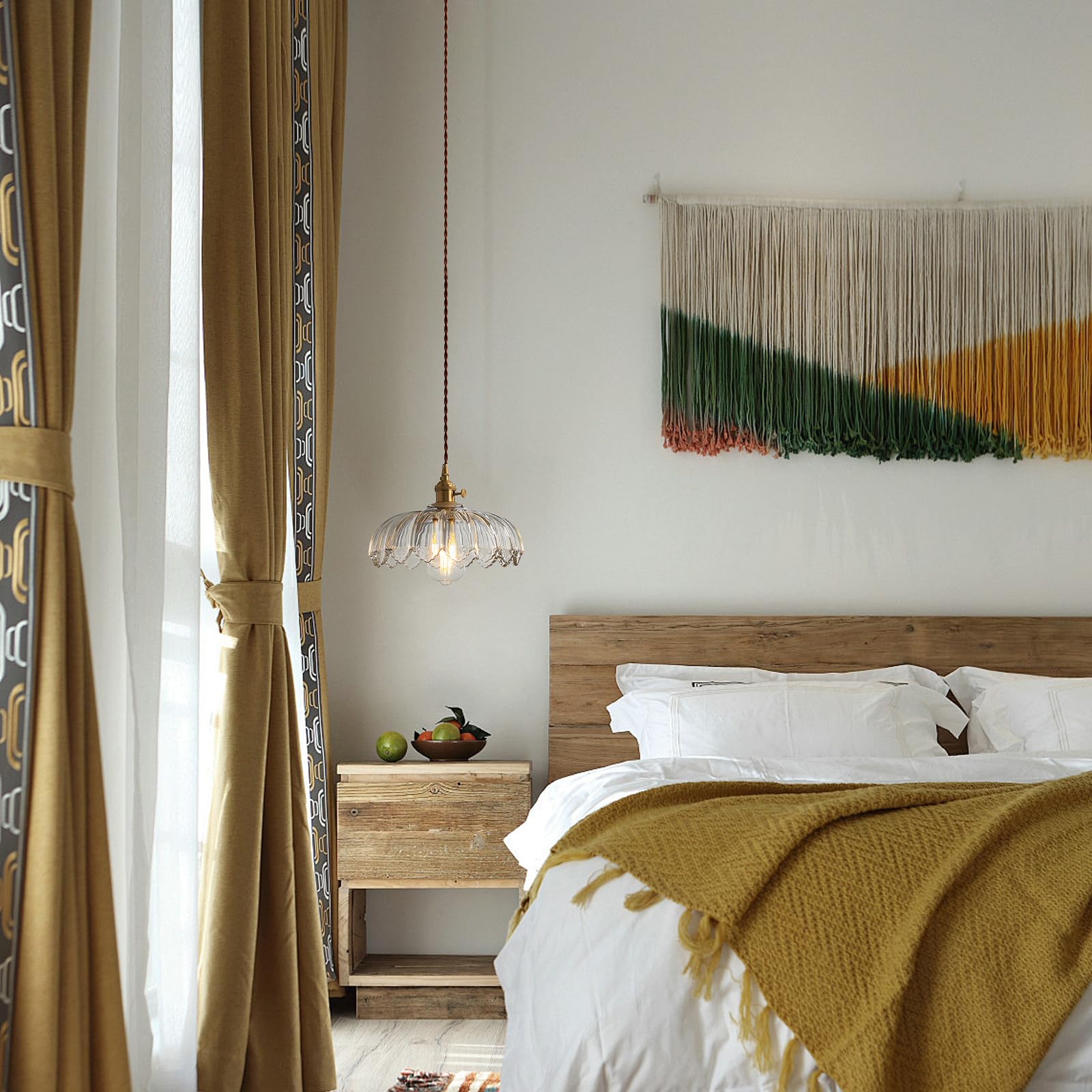 Xzhgcee Plug In Pendant Light Fixtures, Plug In Hanging Light Glass Pendant Light, Pendant Lighting For Kitchen Island, Bedroom,