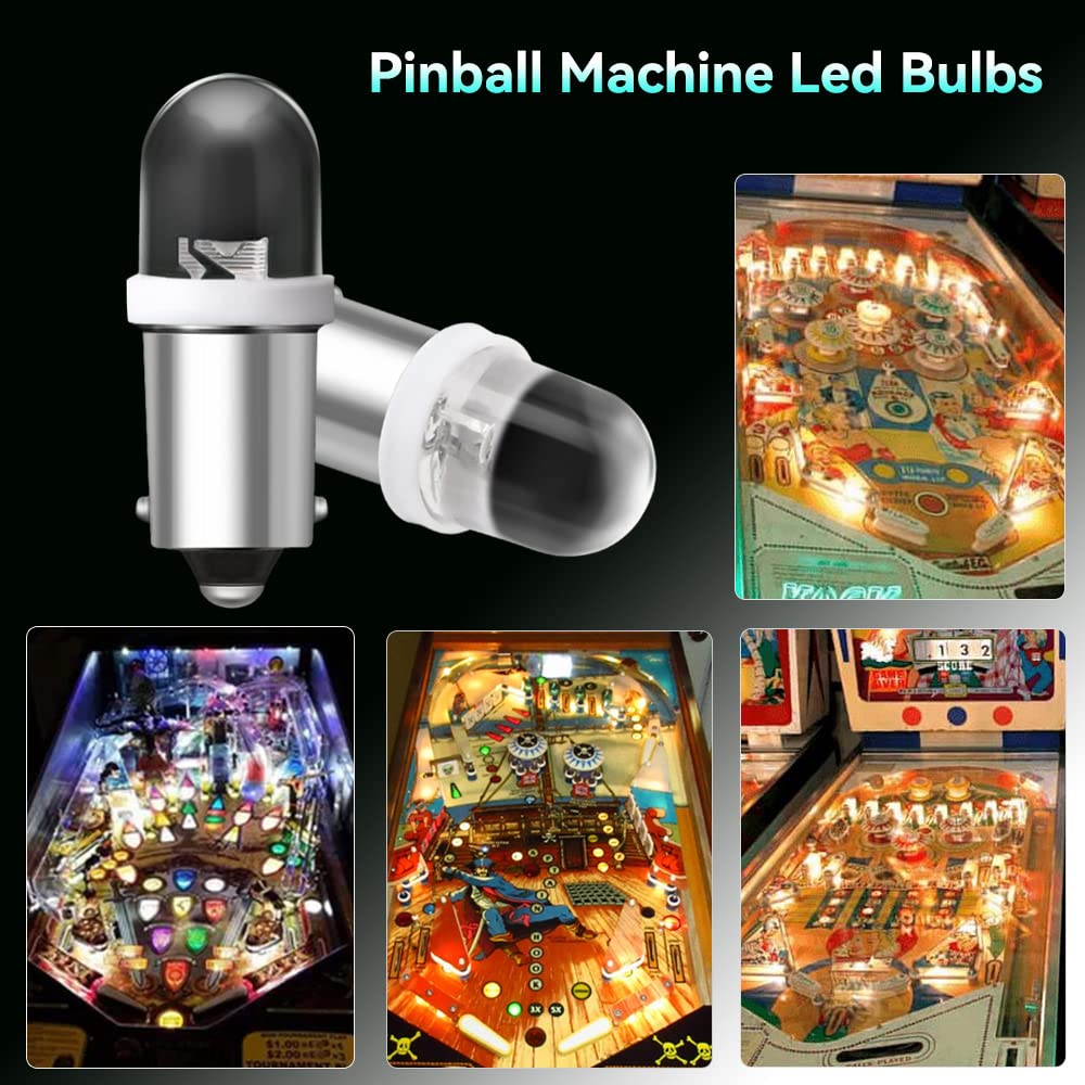 Keiurot 755 Bulb for Pinball Machines, Warm White LED, 20 Count Pack, DC 6.3V, Durable ABS Material