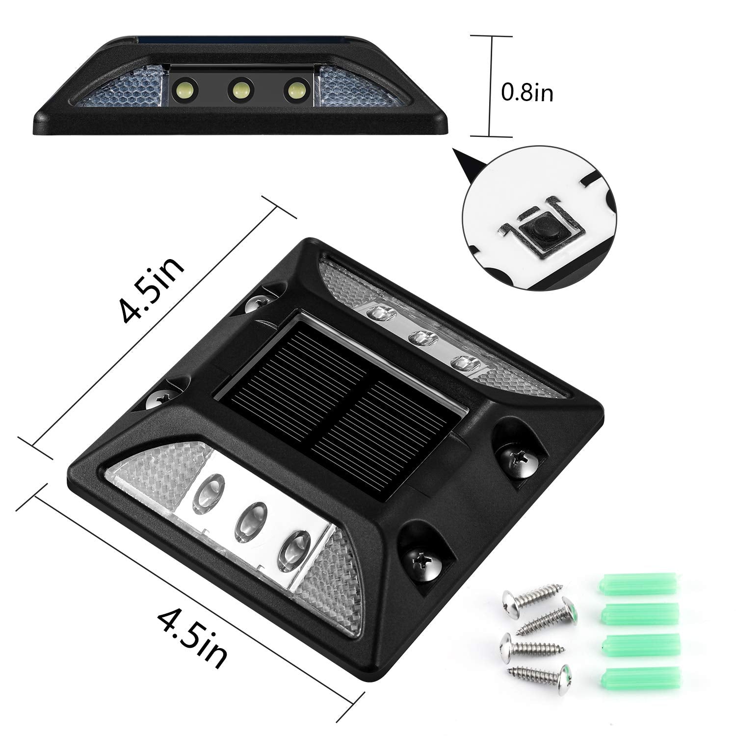 Unifun Solar Deck Lights, Driveway Outdoor Led Lights,Solar Powered Waterproof Road Markers For Step, Sidewalk,Stair, Garden Gro