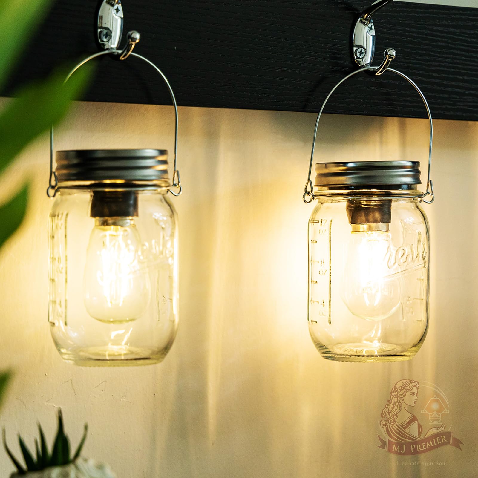 MJ PREMIER Mason Jar Lights 2-Pack, Battery Operated, LED, With Timer, Transparent Glass, Model 0813