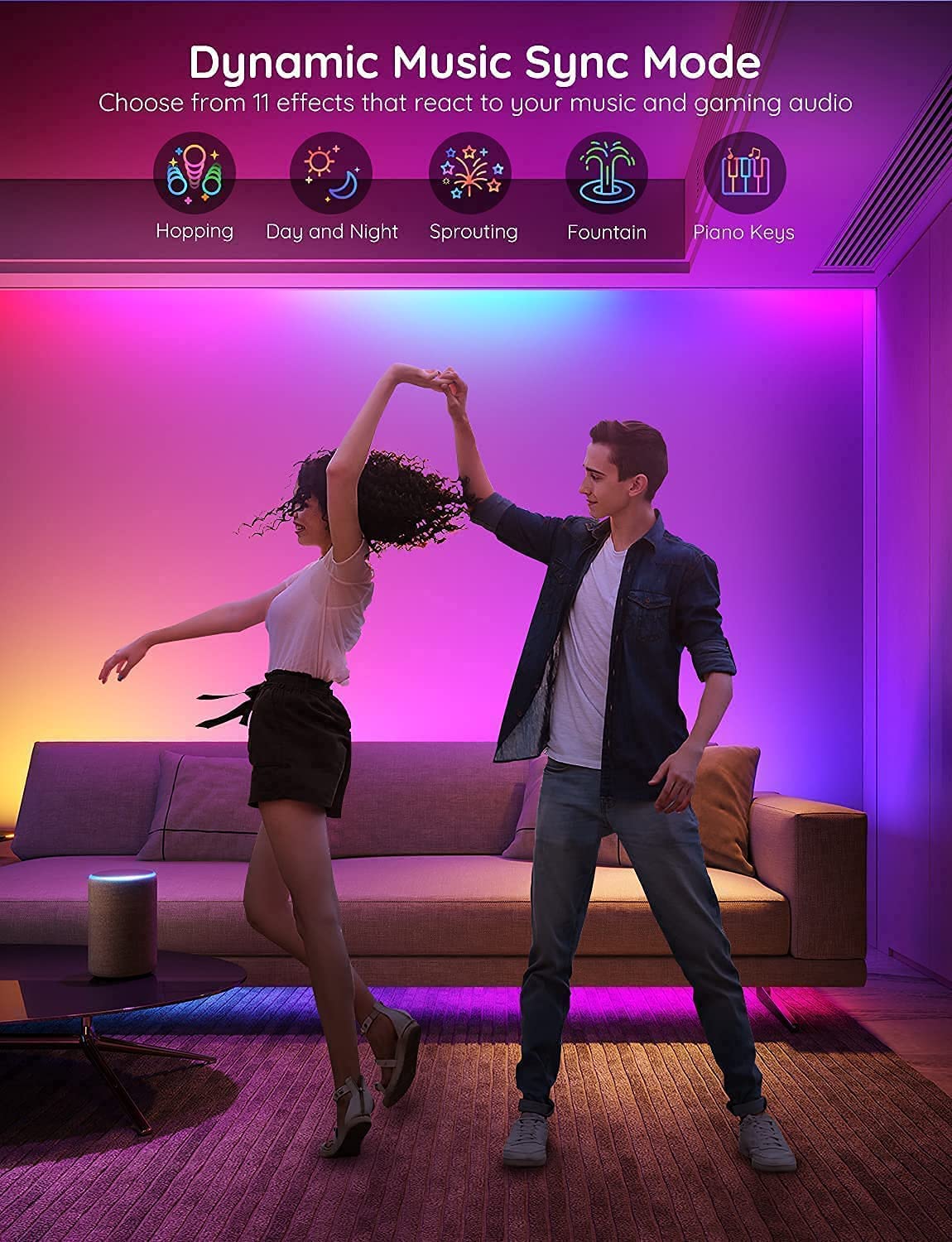 Govee Smart RGBIC LED Strip Lights 65.6ft - WiFi Color Changing, Alexa & Google Assistant Compatible, Music Sync for Bedroom & Living Room