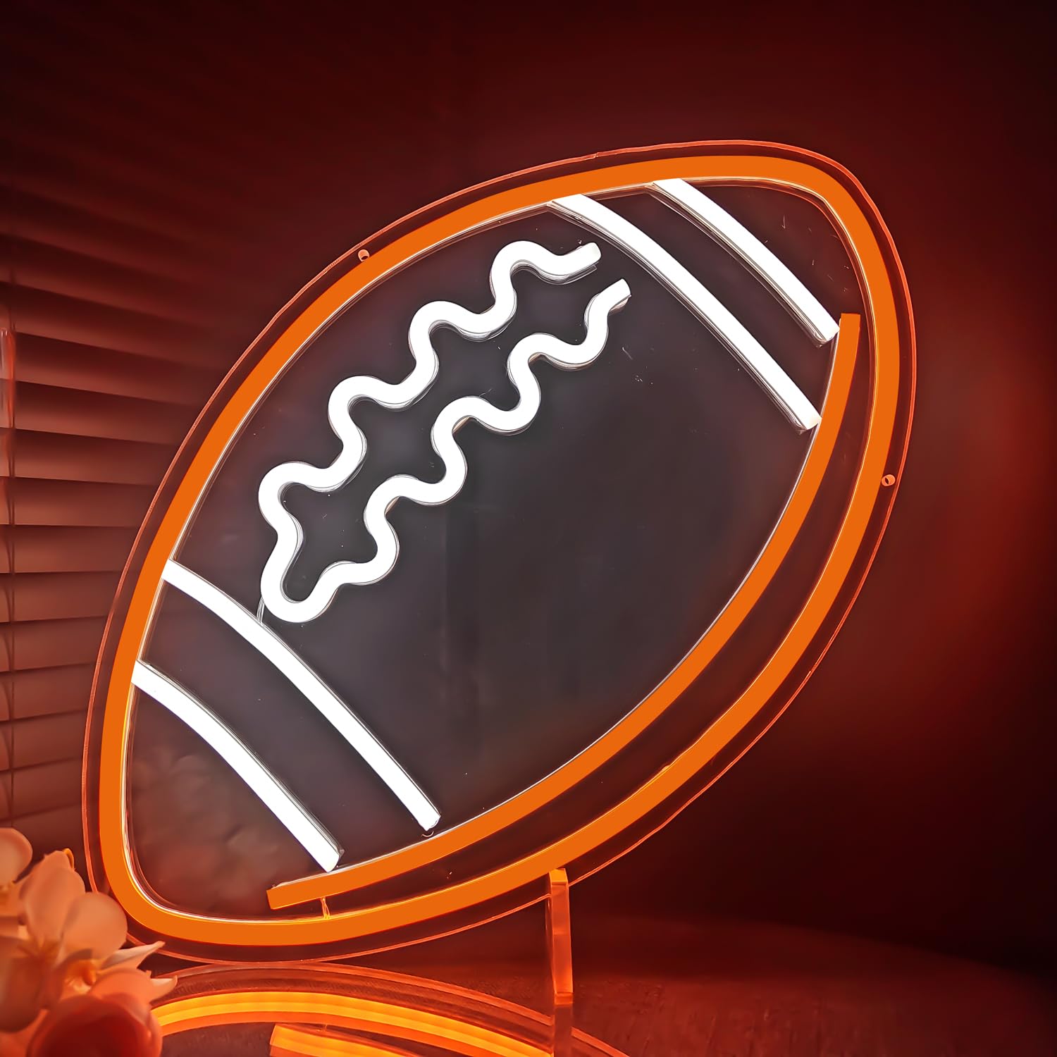 Ajoyferris Neon Football Sign for Wall Decor, Dimmable, 10.04x16.65 inches, Orange, Model Ajoyferris