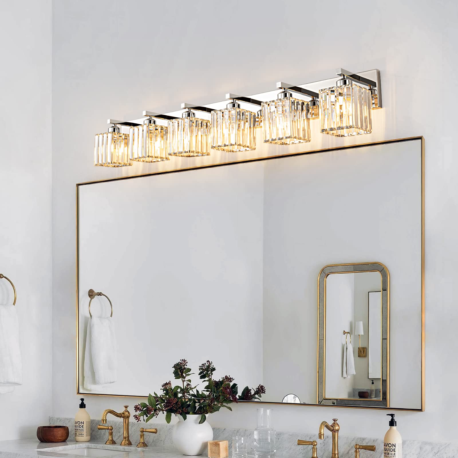 FDPBY 6-Light Chrome Metal Bathroom Vanity Light Fixture JW-002