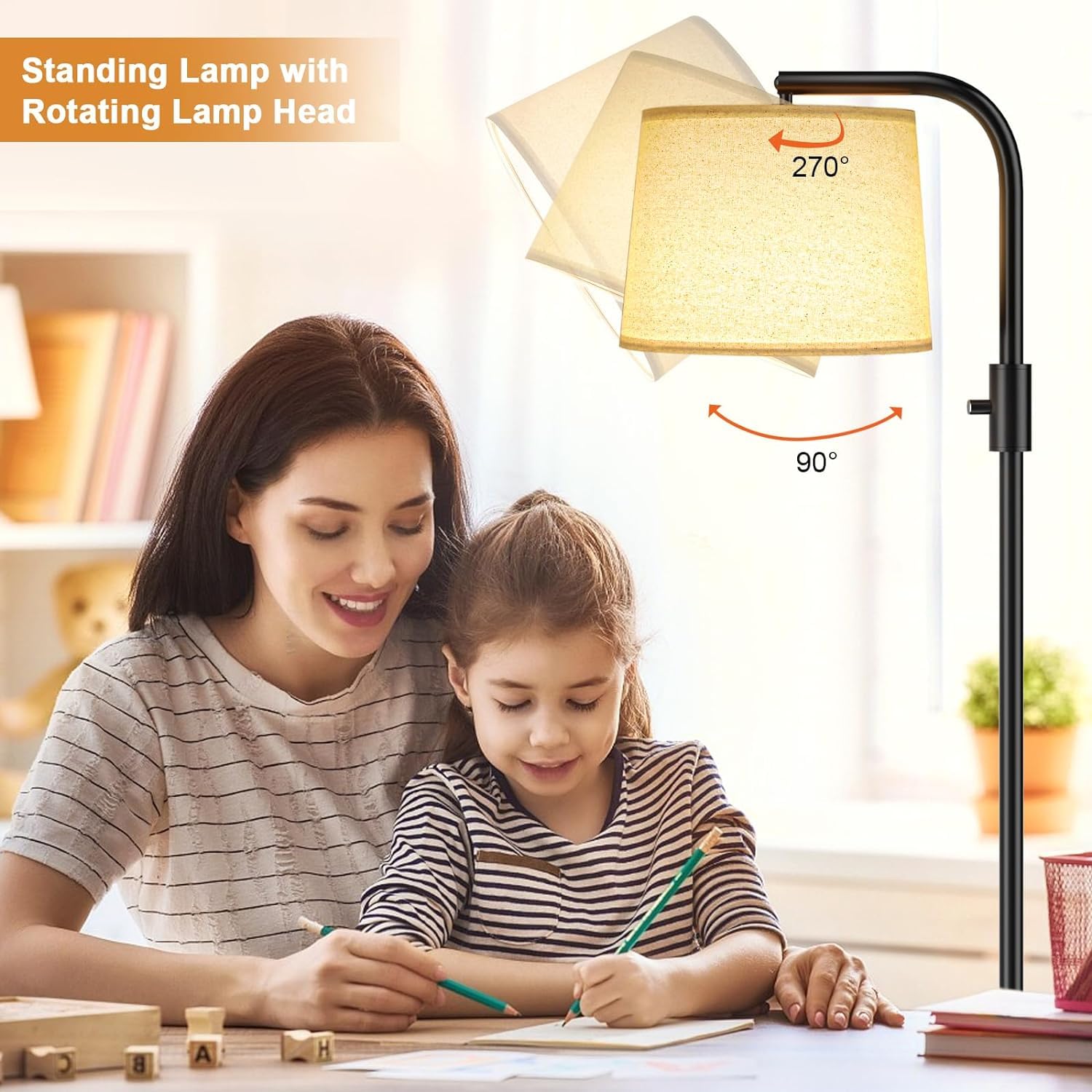 Ambimall ?????????? ???????????????? Floor Lamp - Floor Lamps 9W ?????? Light Bulb Included, Standing Lamps For Living Room With
