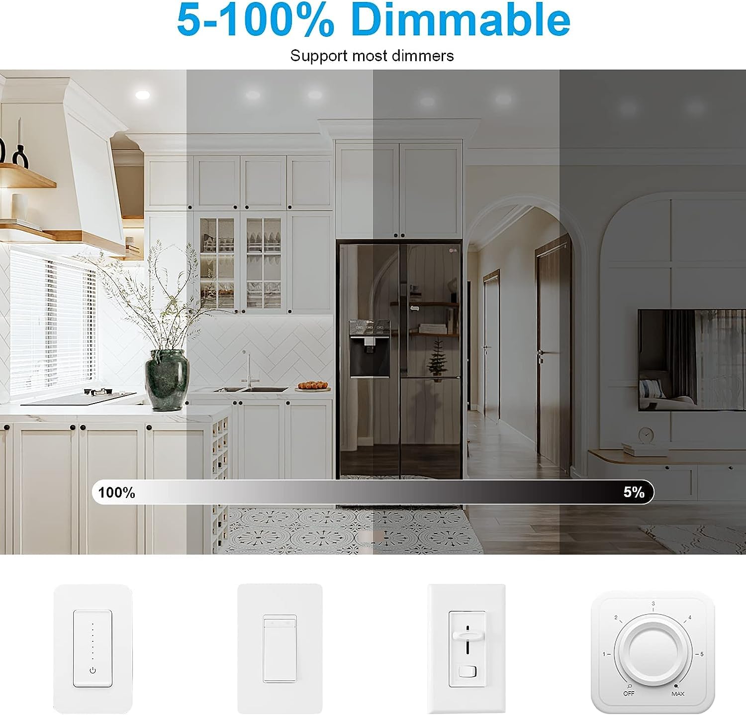 Miootly 24Pack Ultra-Thin 6" LED Ceiling Light Fixture, Dimmable, 12W, Selectable 2700K-5000K, Glass, Modern Design
