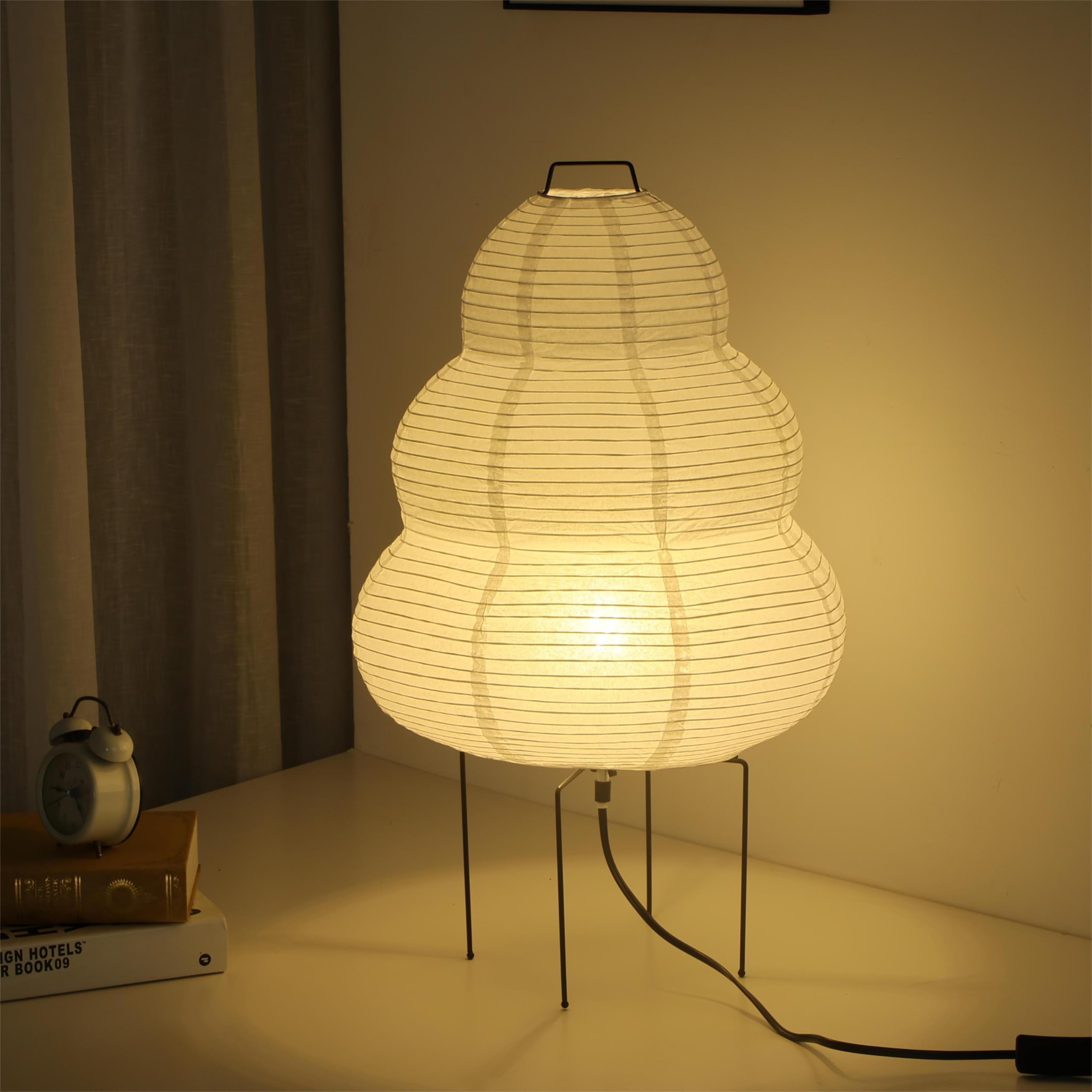 Noguchi Rice Paper Lamp, Akari Floor Lamp, Japanese Lantern Ideal For Bedside, Living Room, And Japandi D  Cor (Bulb Included)
