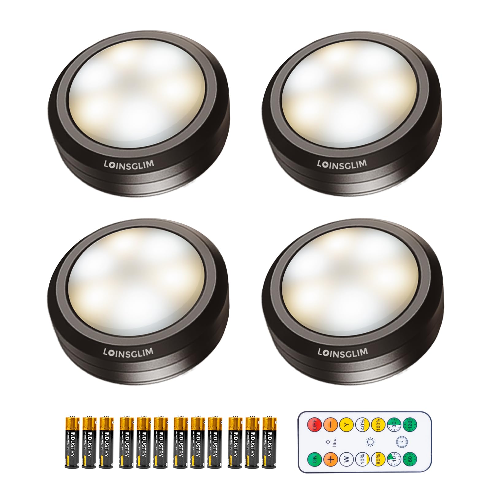 Loinsglim Puck Lights With Remote Control, Wireless Led Puck Light For Kitchen,Battery Operated Under Cabinet Lights, Under Coun
