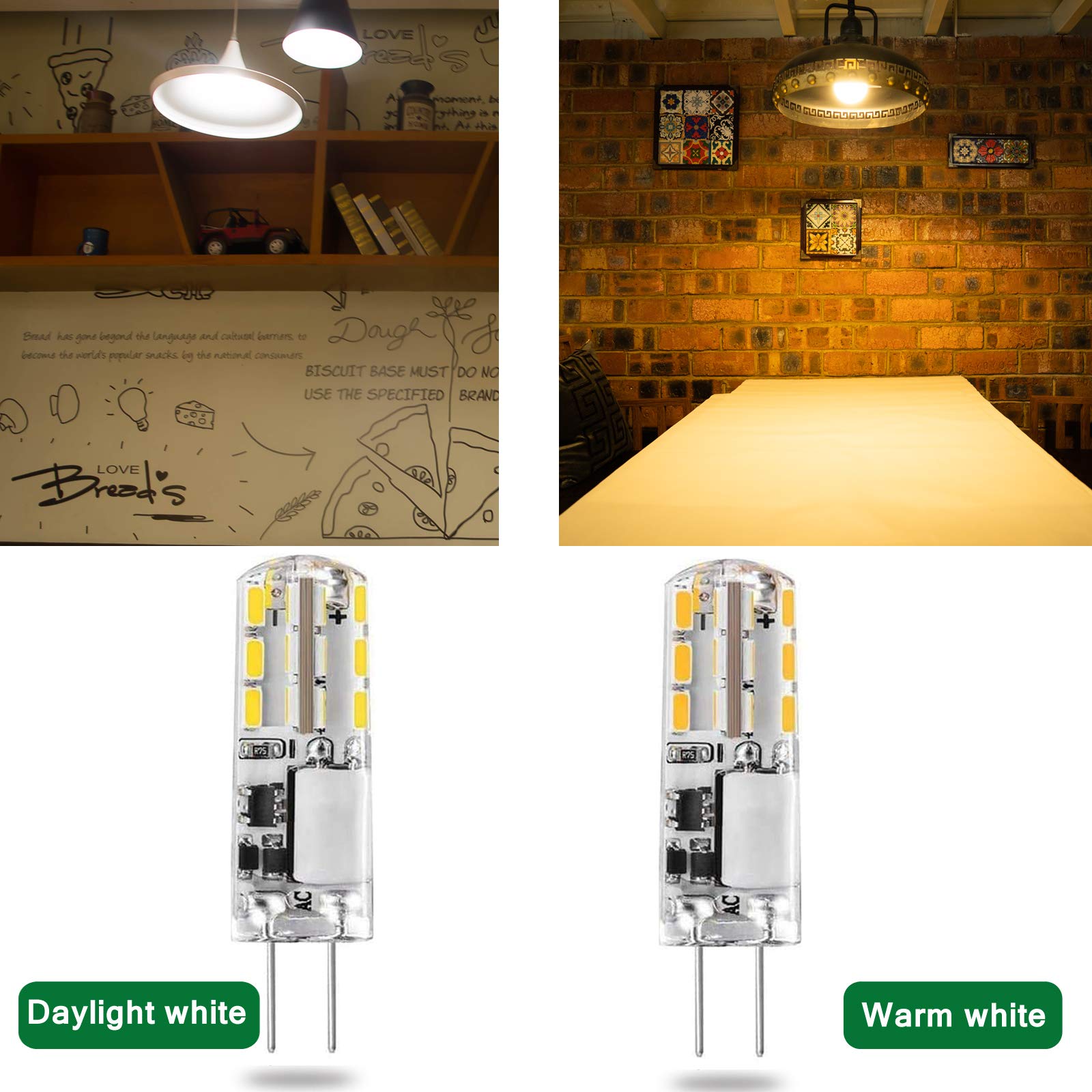 Dopkuss 10Pcs G4 Led Bulbs Jc Bi-Pin Base Lights 1.5W Ac/Dc 12V 10W-20W T3 Halogen Bulb Replacement Landscape Bulbs