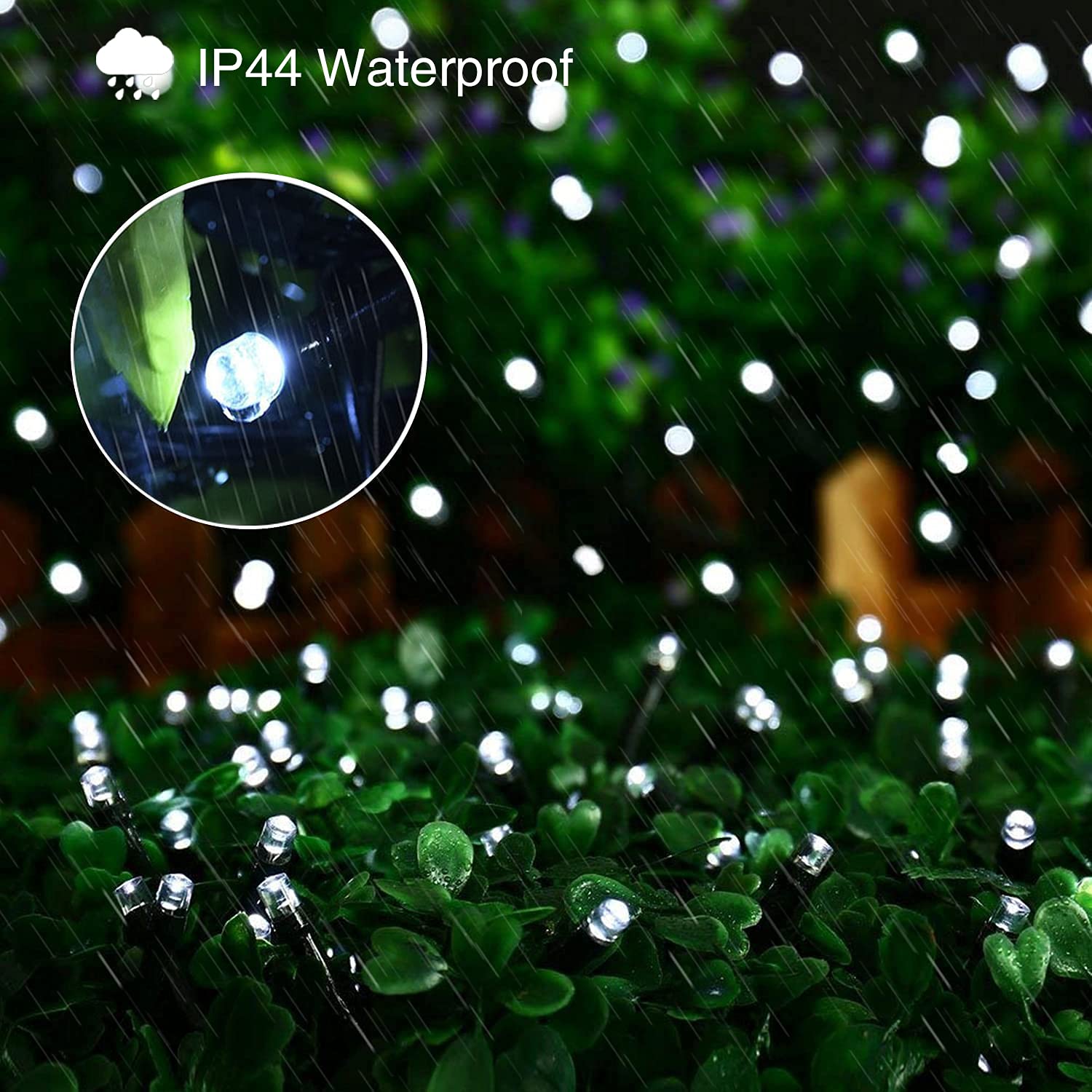 QITONG Solar Christmas Lights Outdoor, 66ft 200 LED, 2 Pack, Waterproof, Green Wire, White