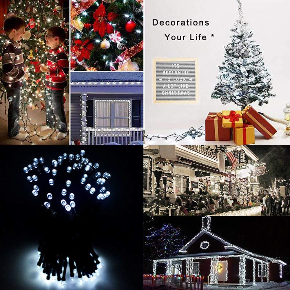 HOME LIGHTING 66ft Christmas Mini Lights, 200 LED, Green Wire, 8 Lighting Modes, Indoor Outdoor Decoration, White, Model HB-200COI