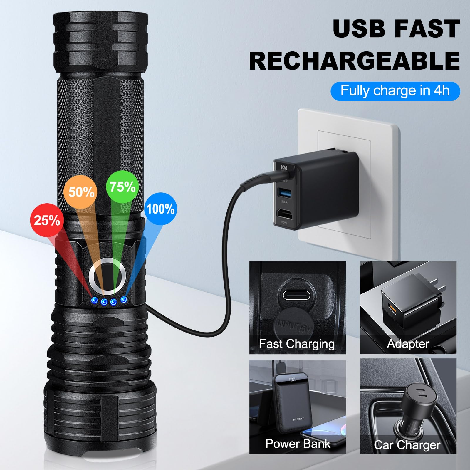 Rechargeable Flashlights High Lumens, 2Pack 990,000 Lumen Super Bright Led Flashlight With 5 Modes & Waterproof, Usb Fast Chargi