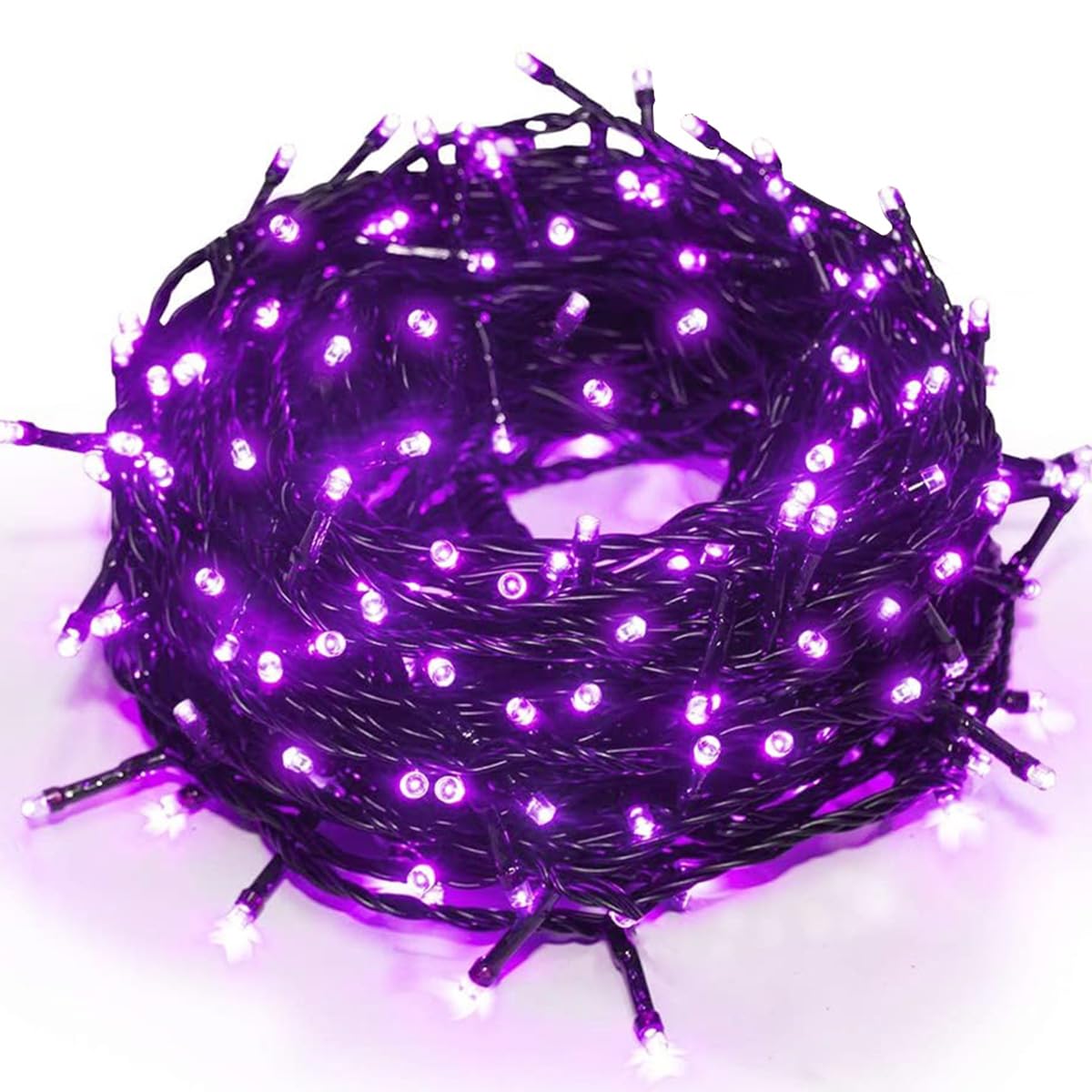 FULLBELL Christmas Lights Black Fairy Lights 33 feet 100 LED String Lights, Memory Controller and Extendable Christmas Decorations for Wedding, Indoor Outdoor - Purple