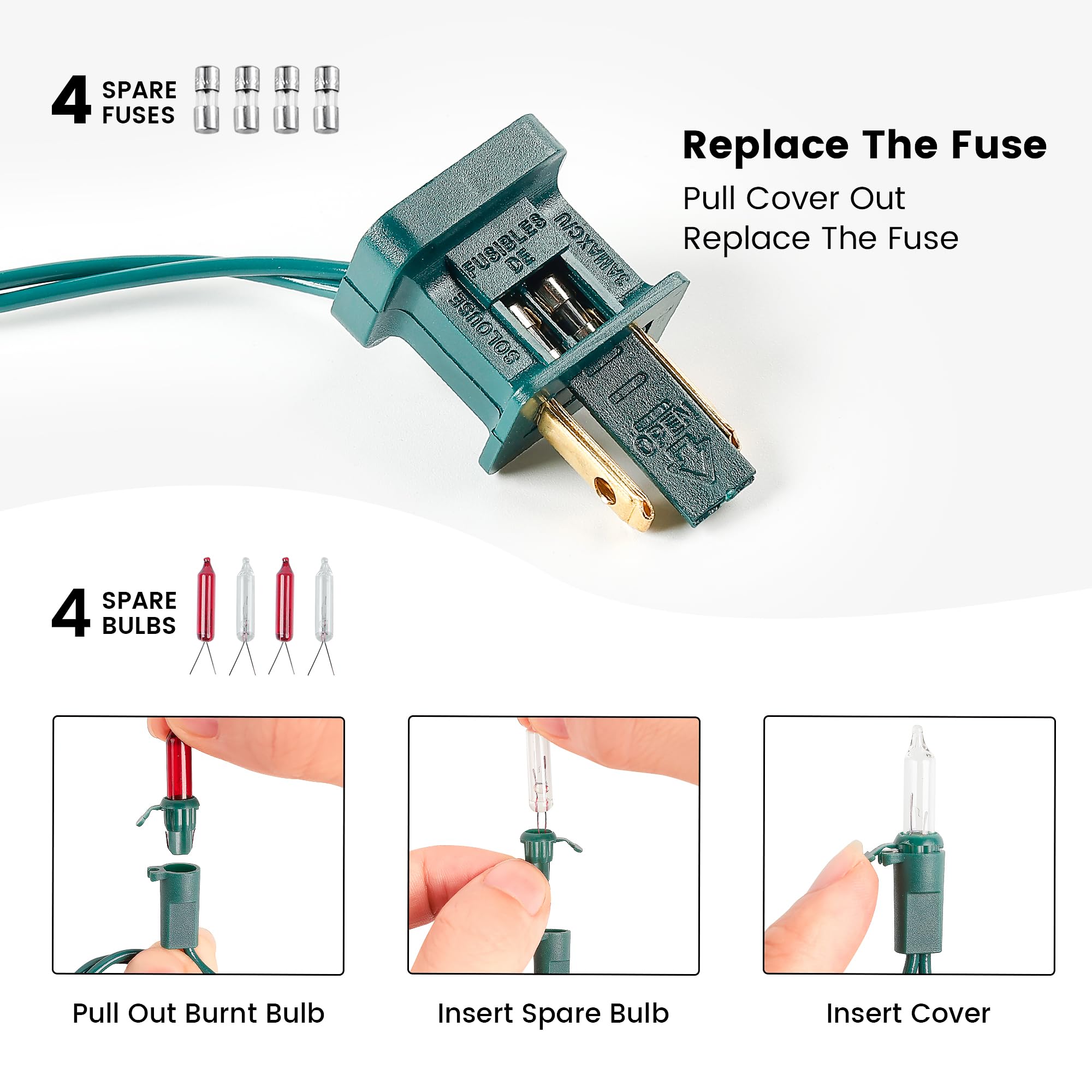 Woohaha Mini Christmas Lights 2 Pack 13Ft String Lights  120V Ul Plug Extendable Xmas Tree Lights For Christmas Patio Home Party Holiday Garden Indoor/Outdoor Decor(50 Count Red Clear)