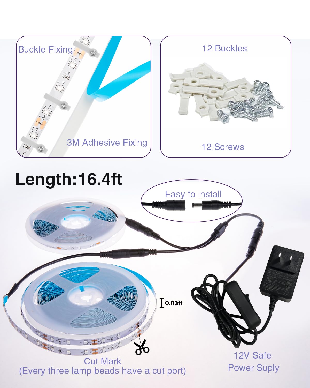 Onforu 32.8Ft Led Black Light Strip Kit, 600 Lamp Beads, 10M Flexible Non-Waterproof, Black, Model Ulsau006201