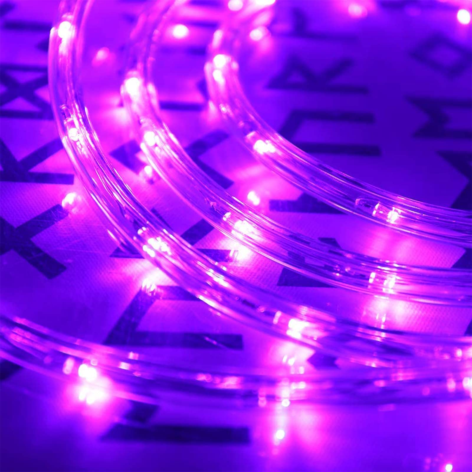 Jnaurb 50ft LED Rope Lights, Waterproof, 8 Modes, Flexible Tube Lighting, Purple